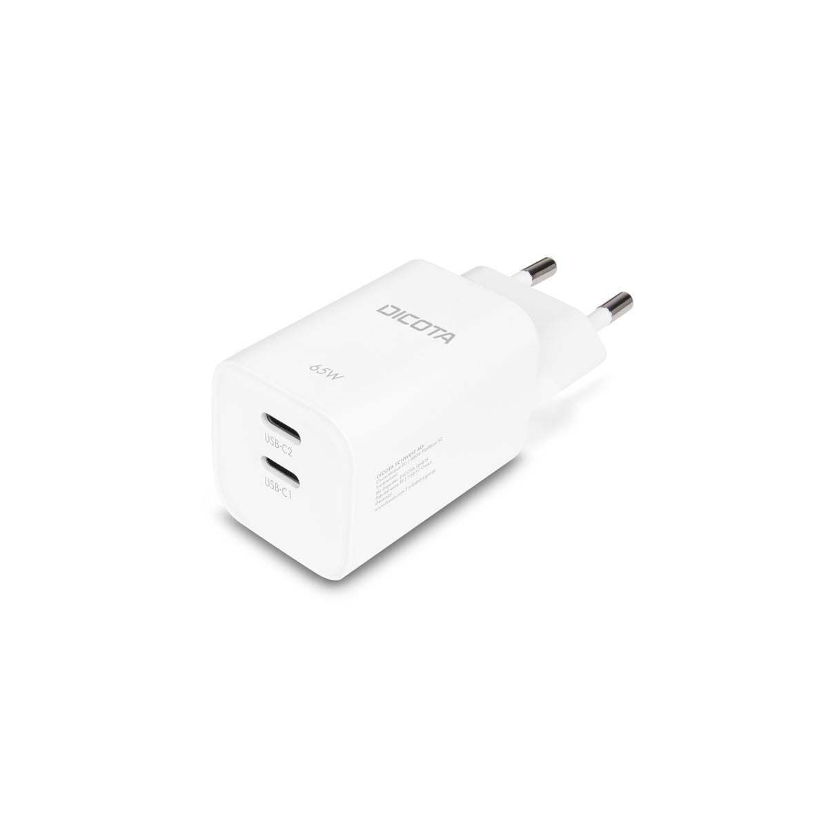 Dicota Netzteil - GaN - 65 watt - 3.25 A - PD 3.0 - 2 Ausgabeanschlussstellen (USB-C)