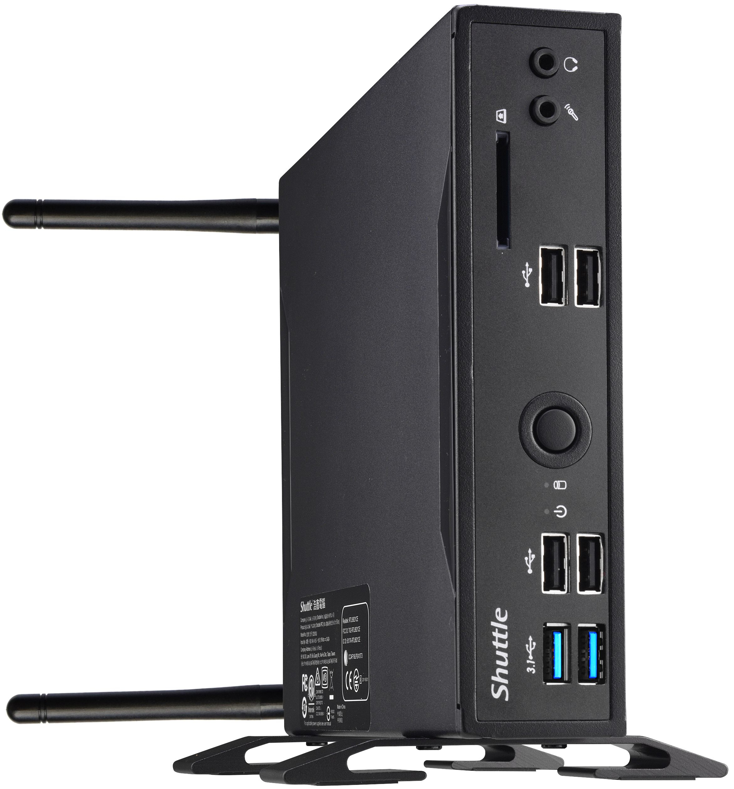 Shuttle XPC slim Barebone DS10U, Celeron 4205U, 1xHDMI,1xDP,1x VGA, 2x LAN,1xCOM, 8x USB, lüfterlos,