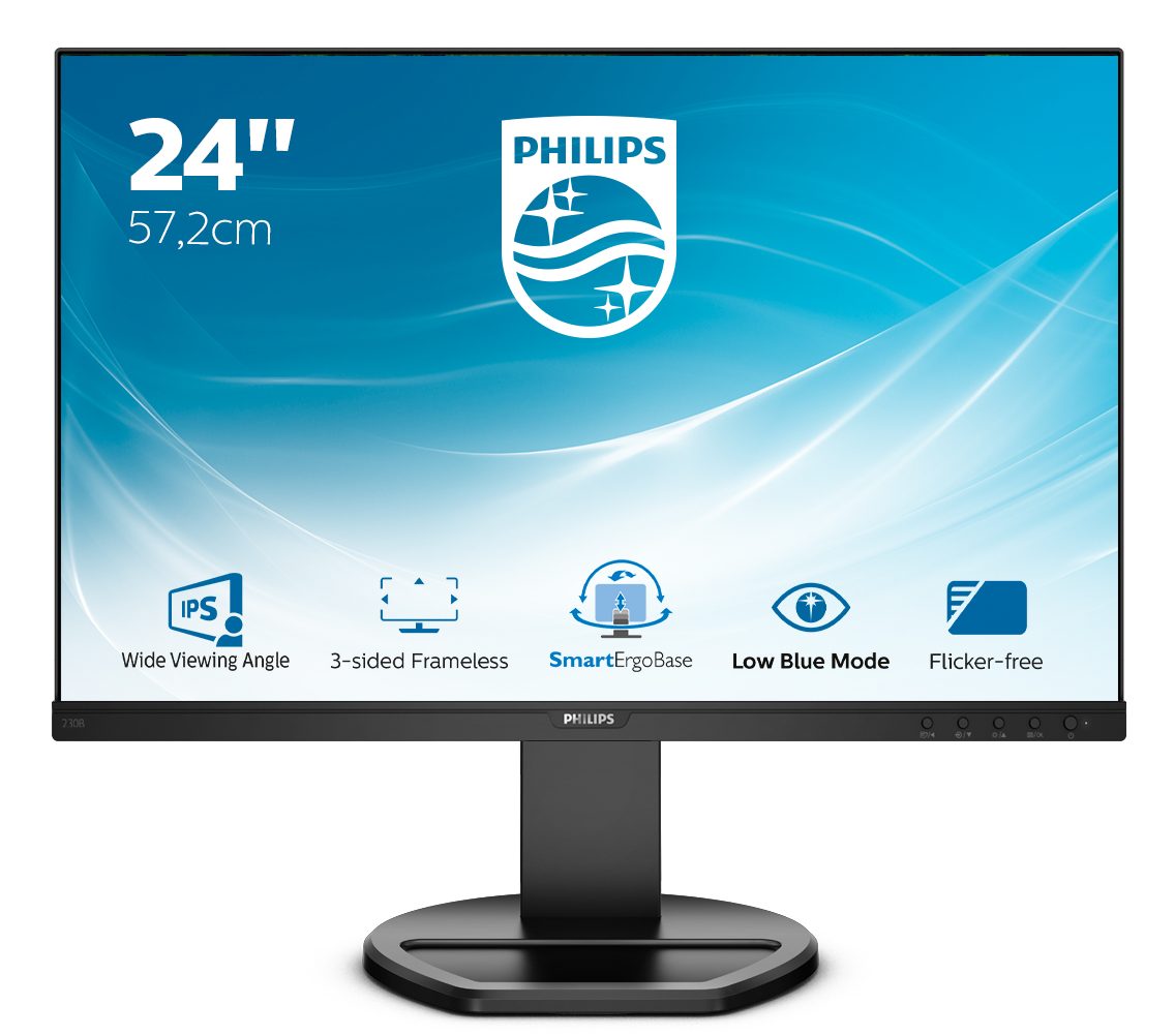 Philips 230B8QJEB/00, 57,1 cm (22.5"), 1920 x 1200 Pixel, WUXGA, LED, 5 ms, Schwarz