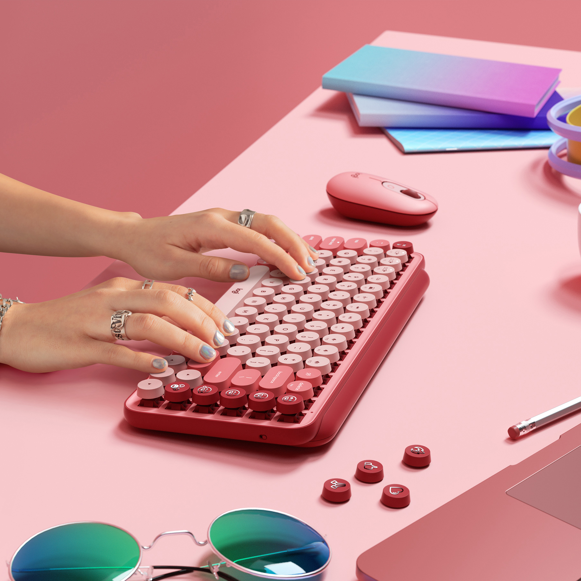 Logitech POP Keys - Tastatur - kabellos - Bluetooth 5.1, Bluetooth LE