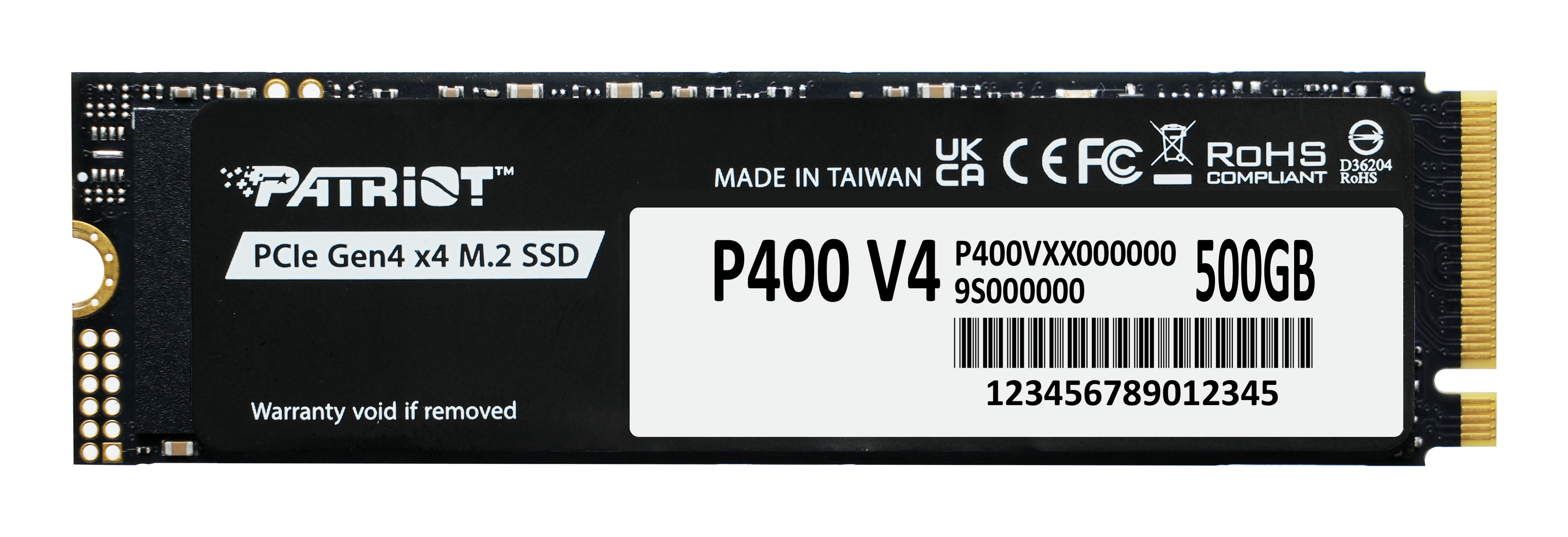 PATRIOT P400 V4 - SSD - 500 GB - intern - M.2 2280 - PCIe 4.0 x4 (NVMe)