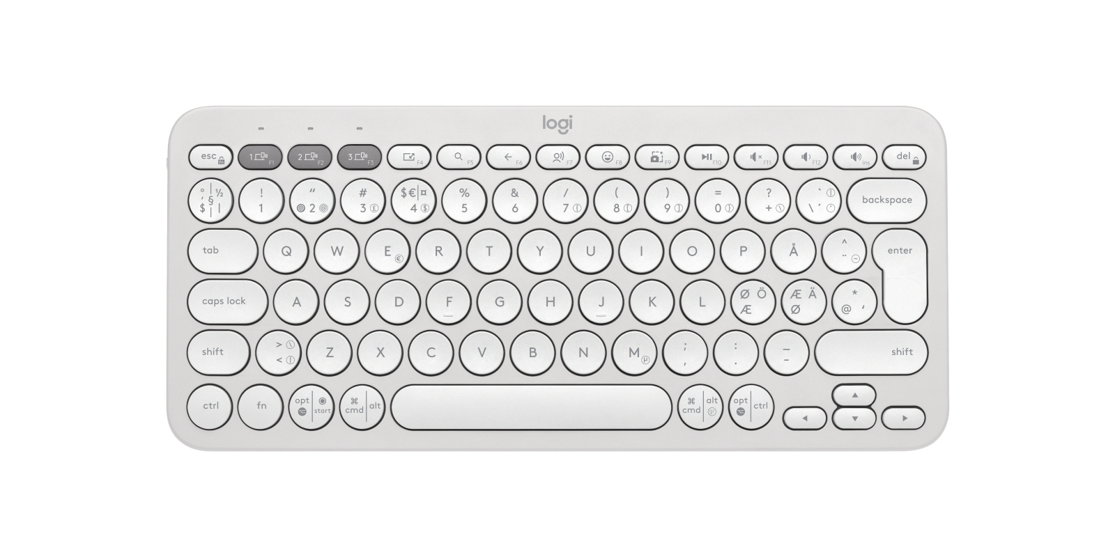 Logitech Pebble Keys 2 K380s - Tastatur - kabellos - Bluetooth LE - QWERTY - Nordisch (Dänisch/Finni