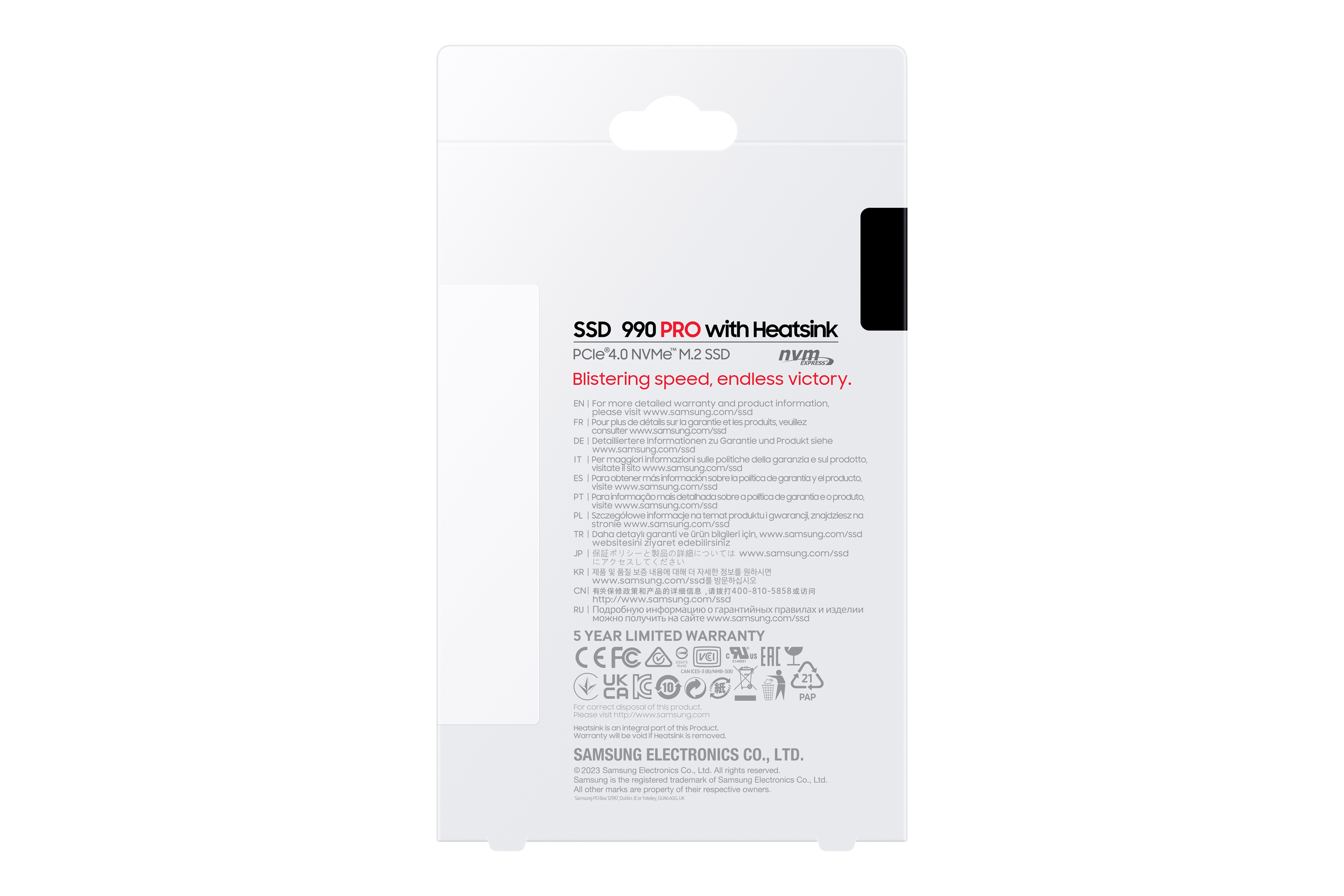 Samsung SSD 990 PRO 1TB, M.2 2280 / M-Key / PCIe 4.0 x4, Kühlkörper