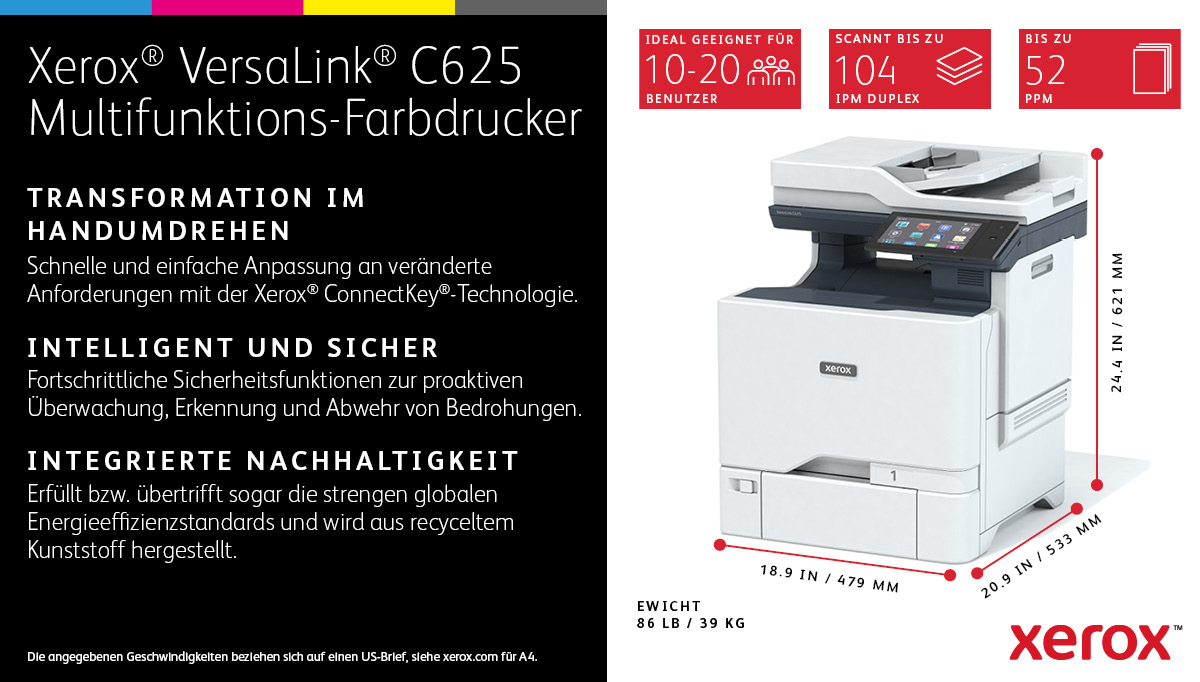 Xerox VersaLink C625V_DN - Multifunktionsdrucker - Farbe - Laser - Legal (216 x 356 mm)