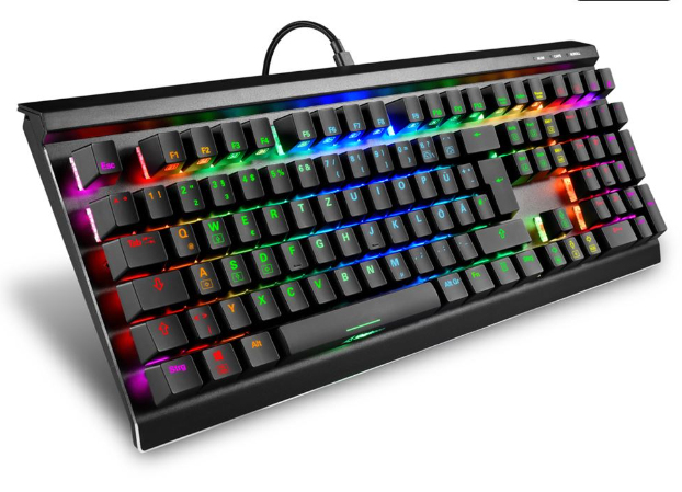 Sharkoon SKILLER SGK40, Volle Größe (100%), Kabelgebunden, USB, Mechanischer Switch, RGB-LED, Schwar