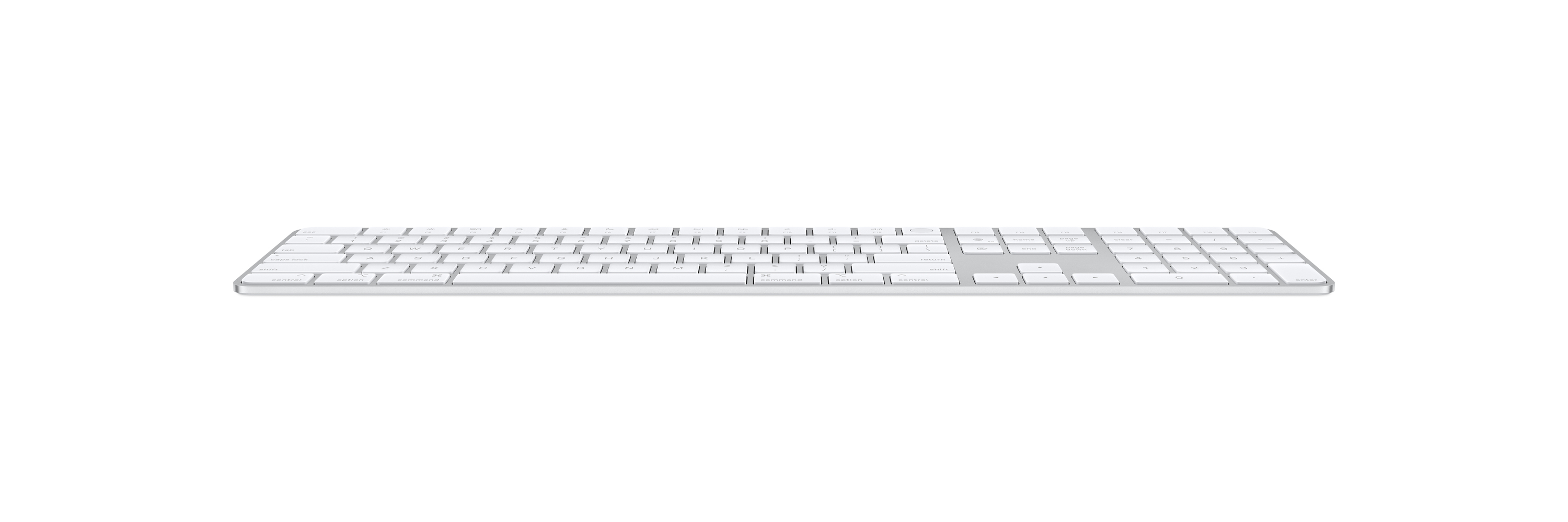 Apple Magic, Volle Größe (100%), Verkabelt & Kabellos, USB + Bluetooth, AZERTY, Aluminium, Weiß