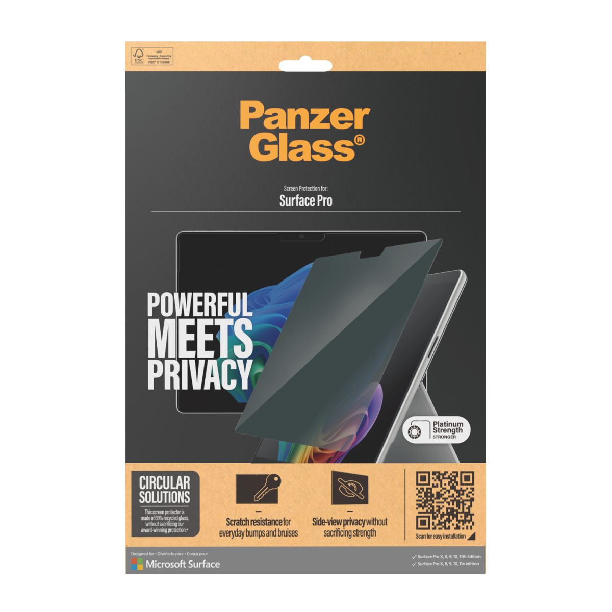 PanzerGlass ® Privacy Displayschutz Microsoft Surface Pro X | Pro 8 | Pro 9 | Pro 10 | Pro 11 | Ultr