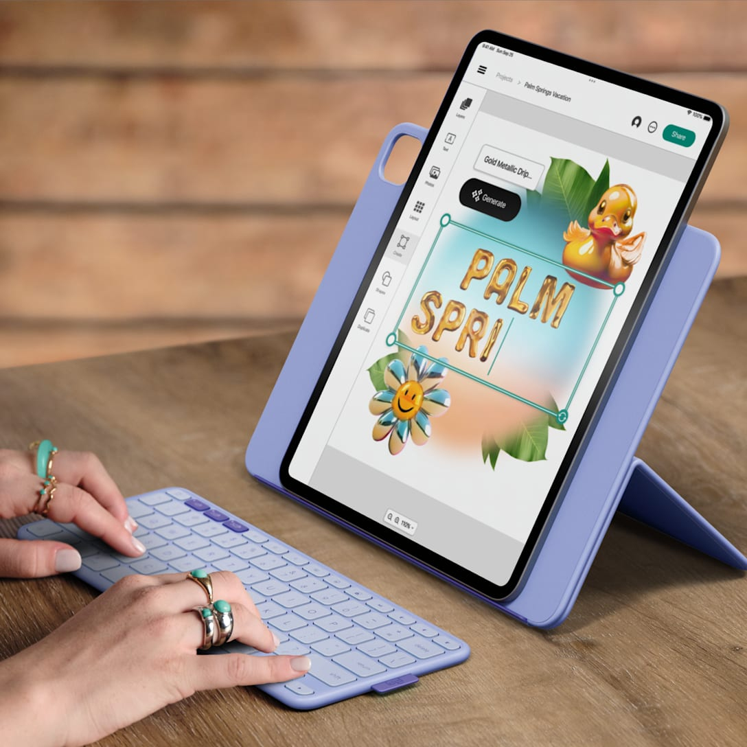 Logitech Flip Folio - Tastatur und Foliohülle - full size - kabellos - Bluetooth 5.1 LE - AZERTY - F