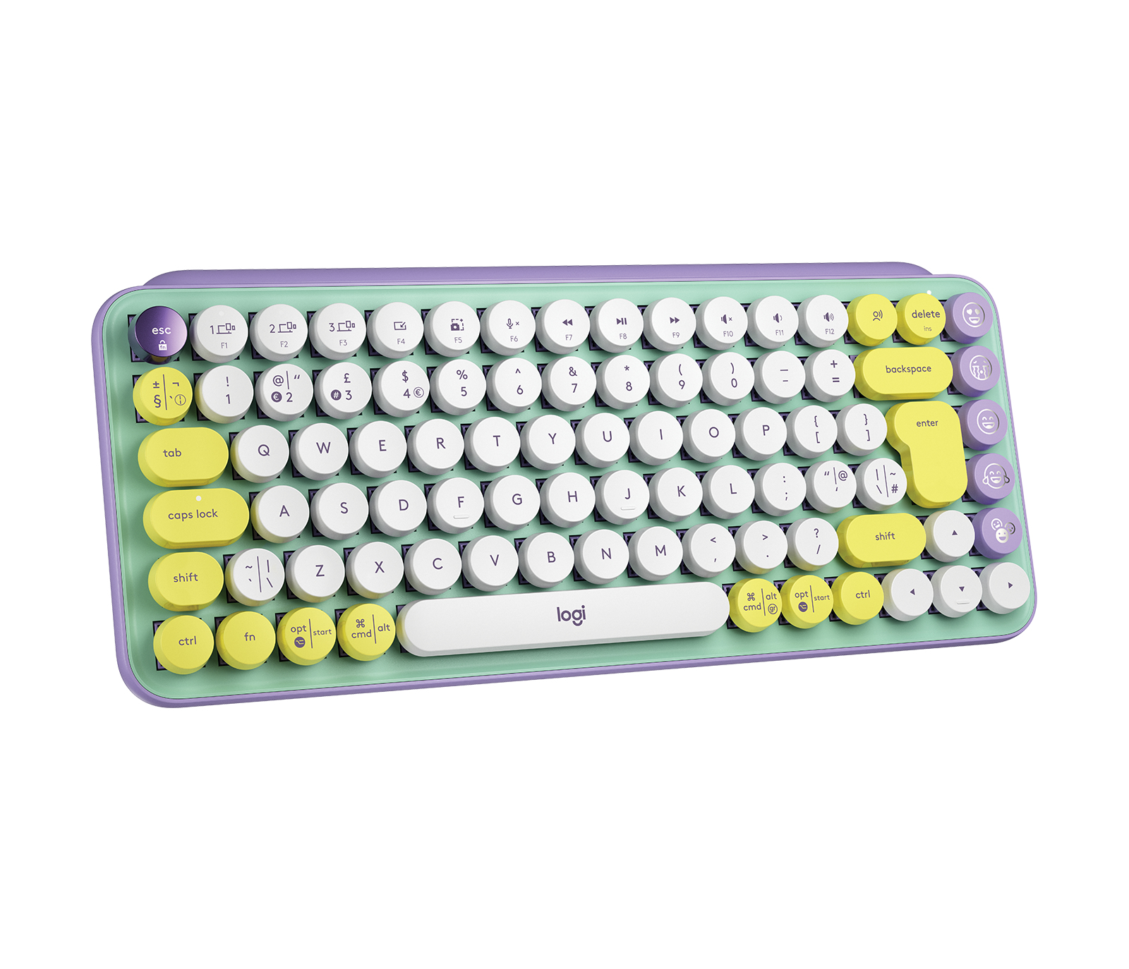 Logitech Pop Keys, Mini, Kabellos, RF Wireless + Bluetooth, Mechanischer Switch, QWERTY, Mintfarbe,