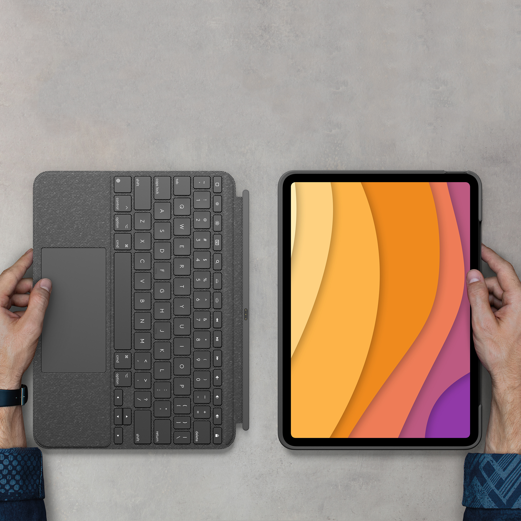 Logitech Combo Touch - Tastatur und Foliohülle - mit Trackpad - hintergrundbeleuchtet - Apple Smart