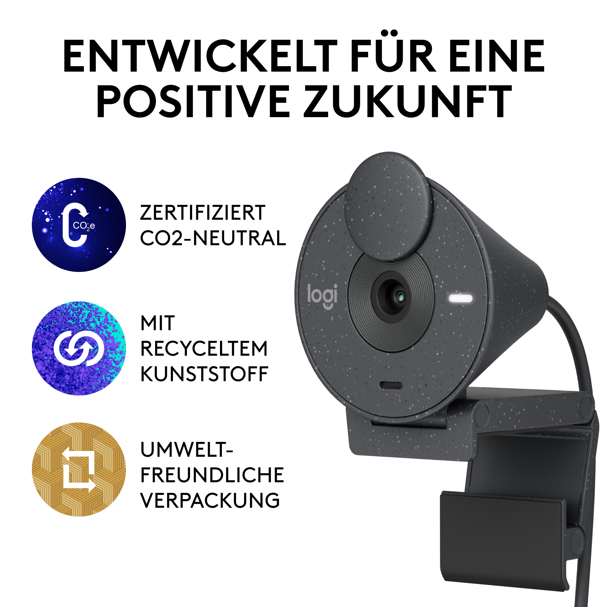 Logitech Brio 300, 2 MP, 1920 x 1080 Pixel, Full HD, 30 fps, 1280x720@30fps, 1920x1080@30fps, 720p,