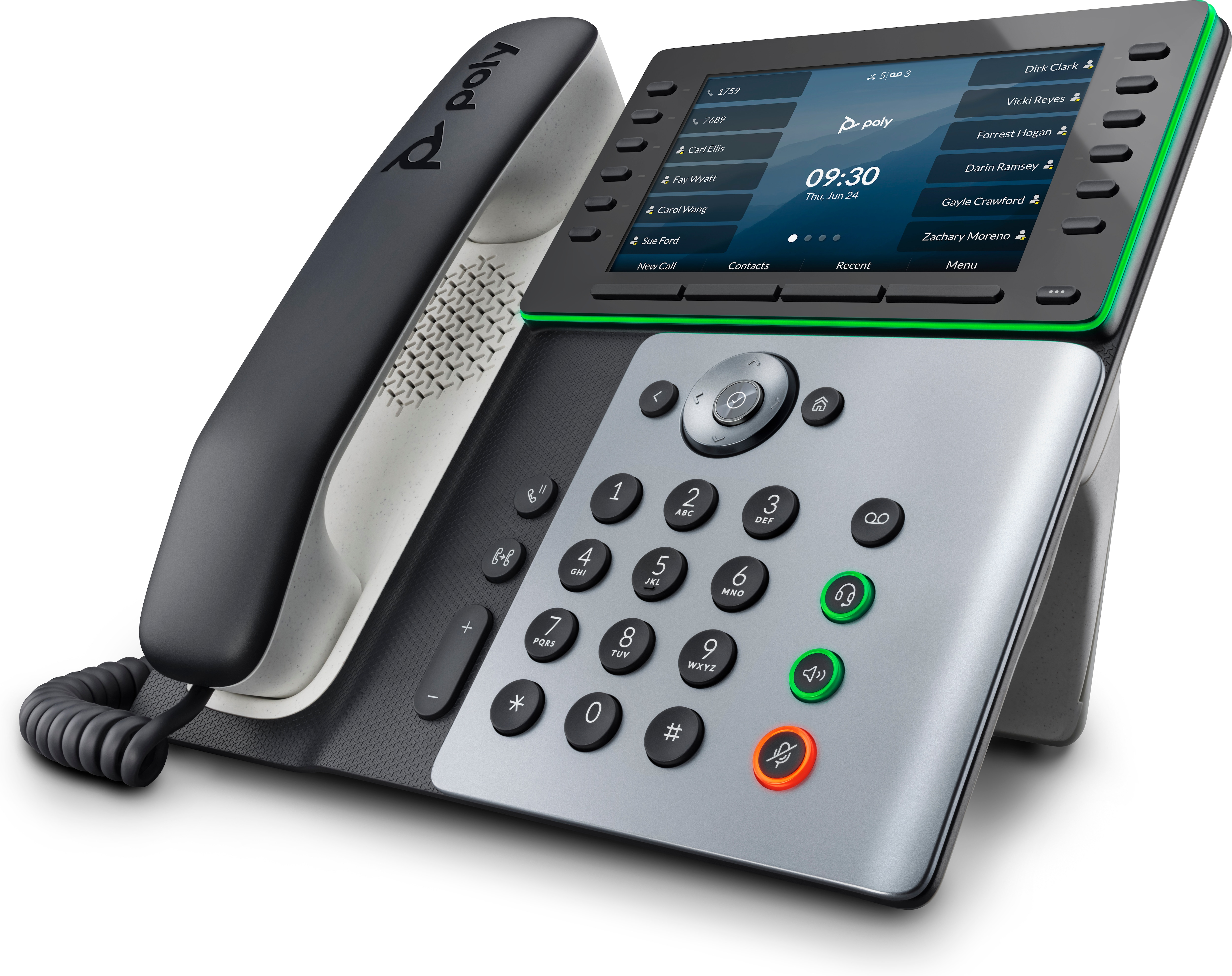 HP POLY Edge E500 IP Telefon und PoE-fähig, IP-Telefon, Schwarz, Kabelgebundenes Mobilteil, 12 Zeile