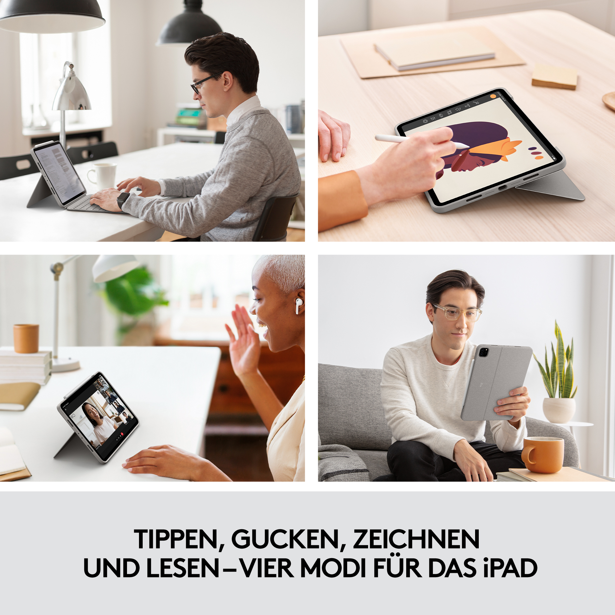 Logitech Combo Touch - Tastatur und Foliohülle - mit Trackpad - hintergrundbeleuchtet - Apple Smart