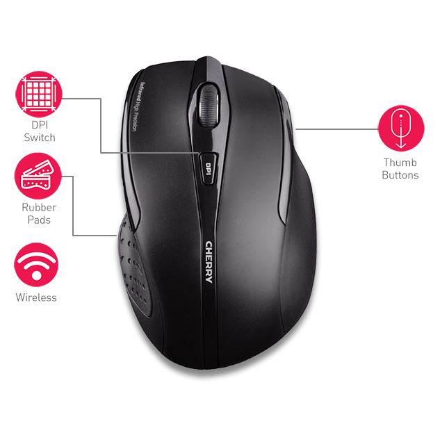 Cherry MW 3000 - Maus - Für Rechtshänder - Infrarot - 5 Tasten - kabellos - 2.4 GHz - kabelloser Emp