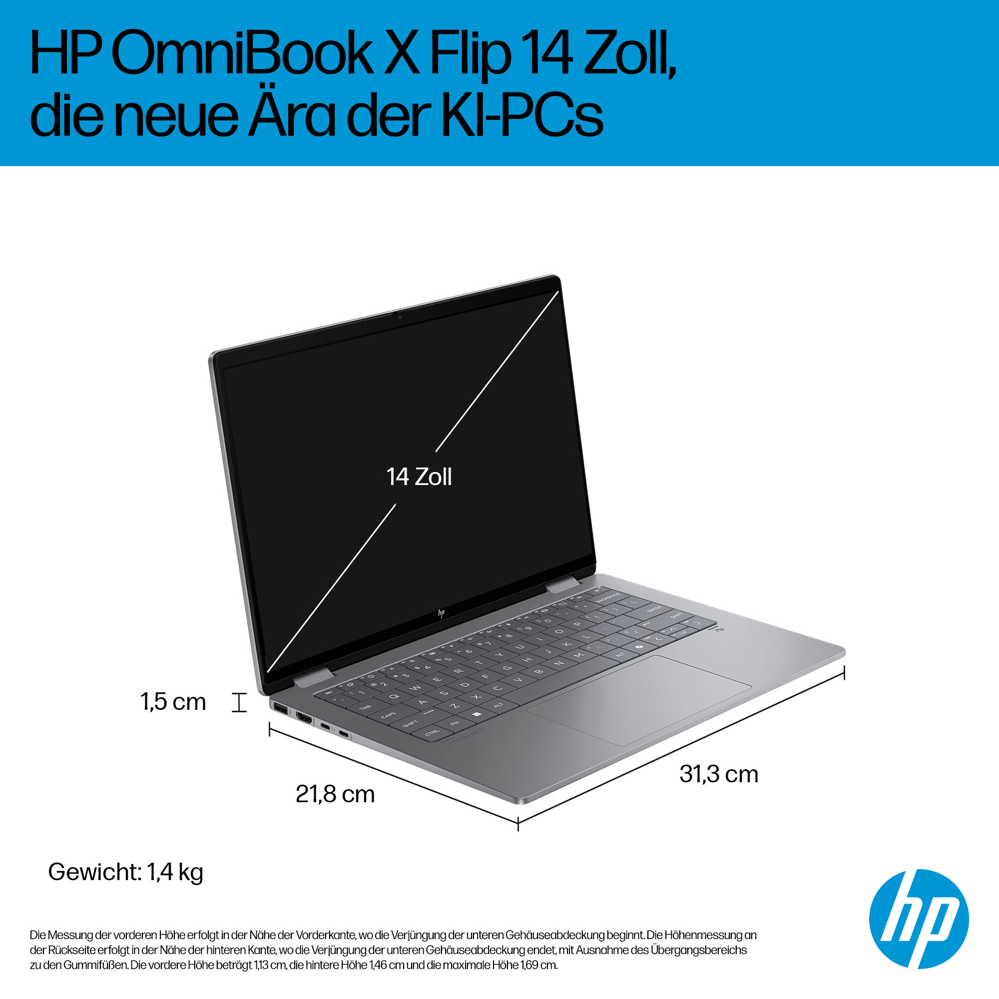 HP OmniBook X Flip Next Gen Laptop 14-fm0056ng - Flip-Design - Intel Core Ultra 5 226V / 2.1 GHz - W