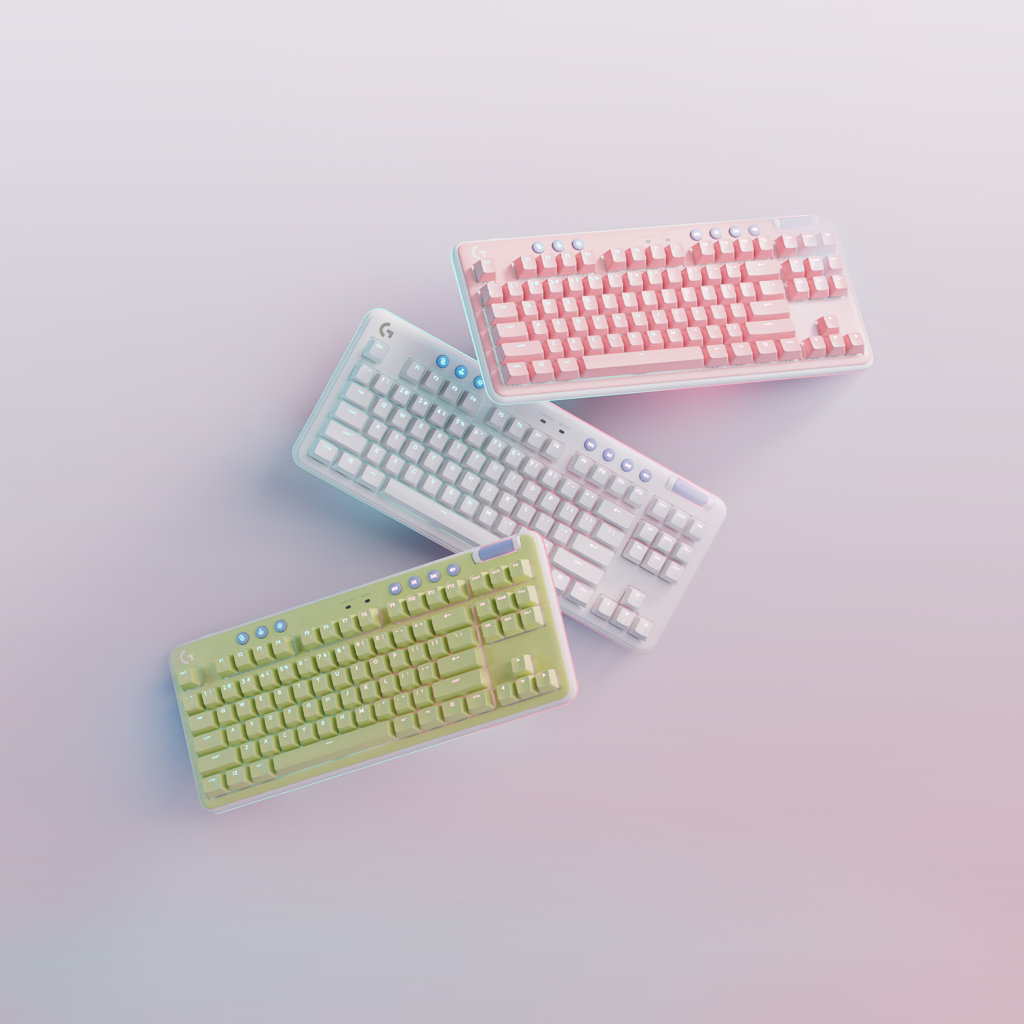 Logitech G G715, Kabellos, RF Wireless + Bluetooth, Mechanischer Switch, QWERTZ, RGB-LED, Weiß