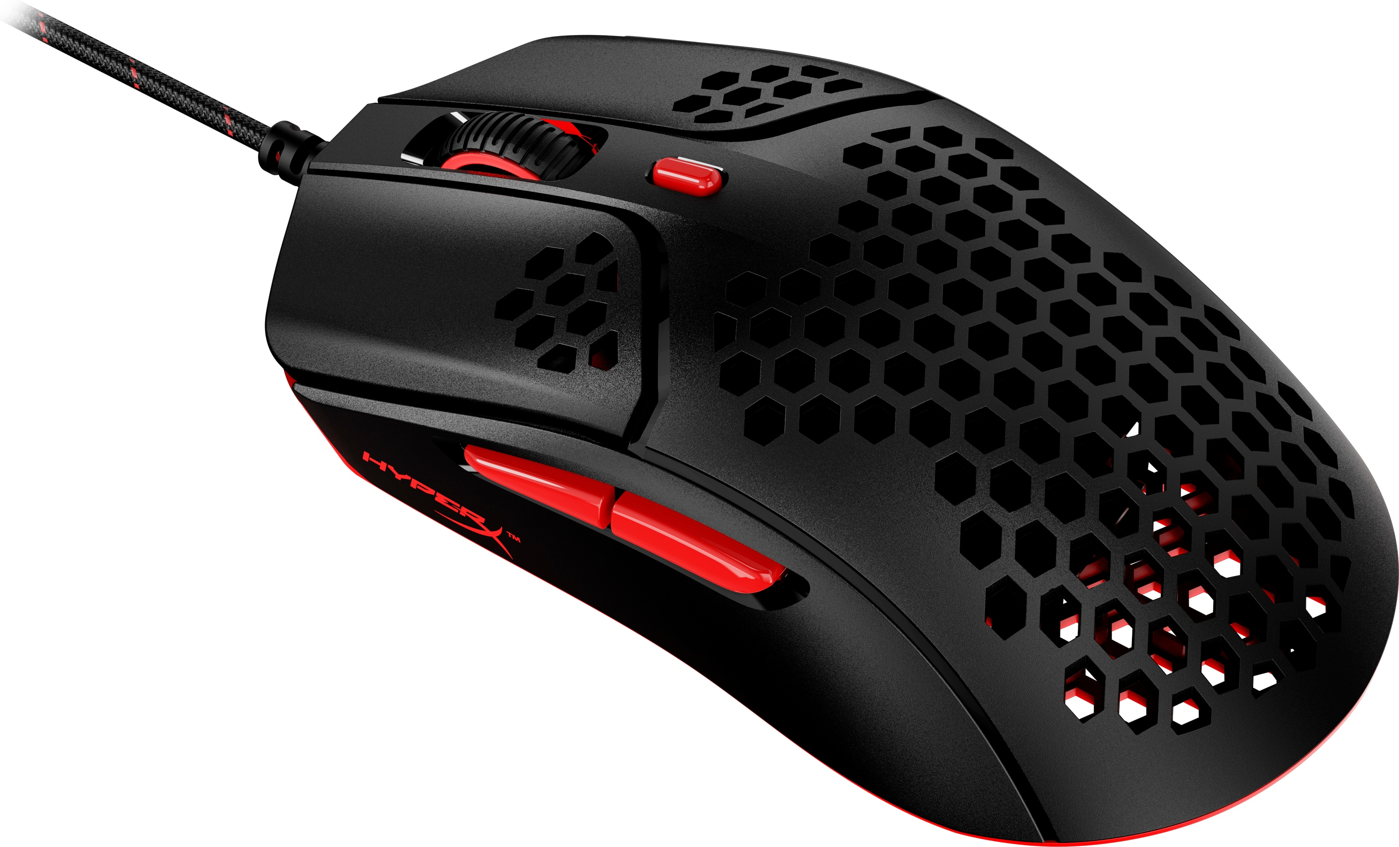 HP HyperX Pulsefire Haste ? Gaming-Maus (Schwarz-Rot), Beidhändig, Optisch, USB Typ-A, 16000 DPI, Sc