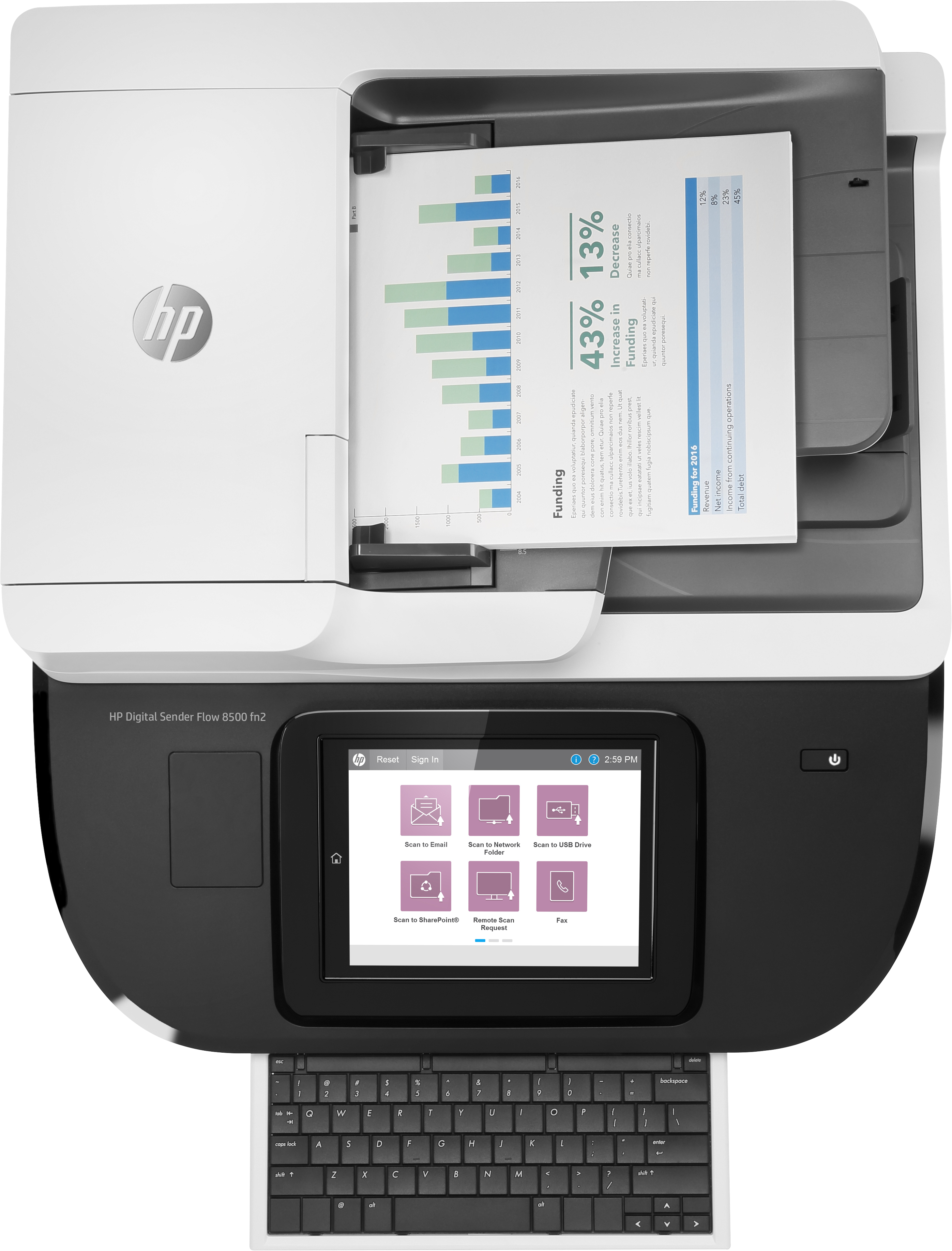 HP Digital Sender Flow 8500fn2 - Dokumentenscanner - Flachbettscanner: CCD / ADF: CIS - Duplex - 216