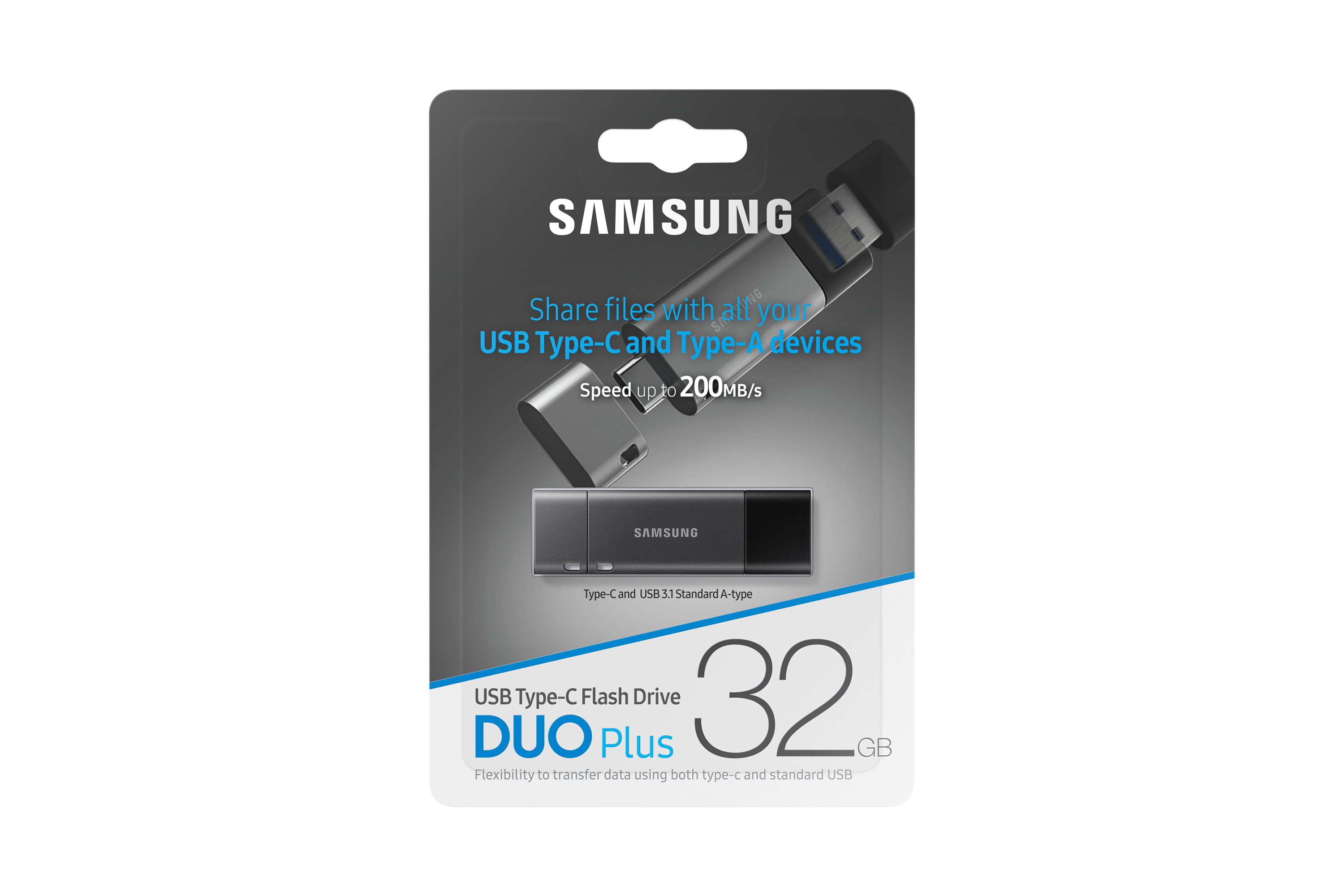Samsung MUF-32DB, 32 GB, USB Typ-C, 3.2 Gen 1 (3.1 Gen 1), 200 MB/s, Kappe, Schwarz, Grau