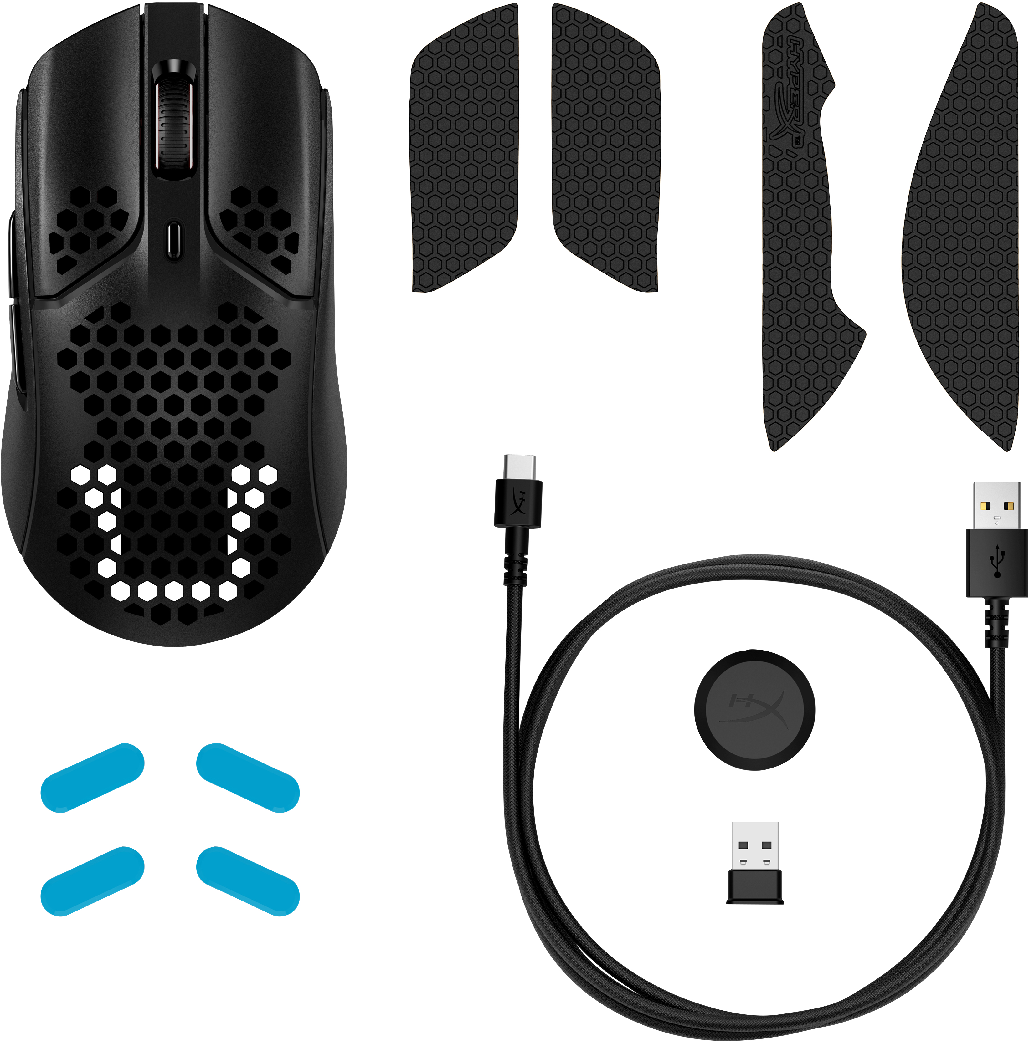 HP HyperX Pulsefire Haste - Maus - optisch - 6 Tasten - kabellos - 2.4 GHz - kabelloser Empfänger (U