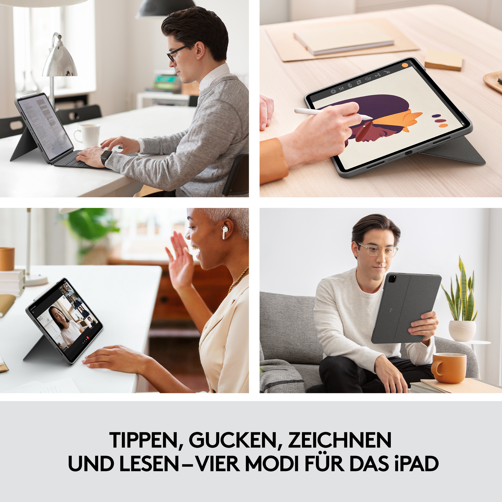 Logitech Combo Touch - Tastatur und Foliohülle - mit Trackpad - hintergrundbeleuchtet - Apple Smart