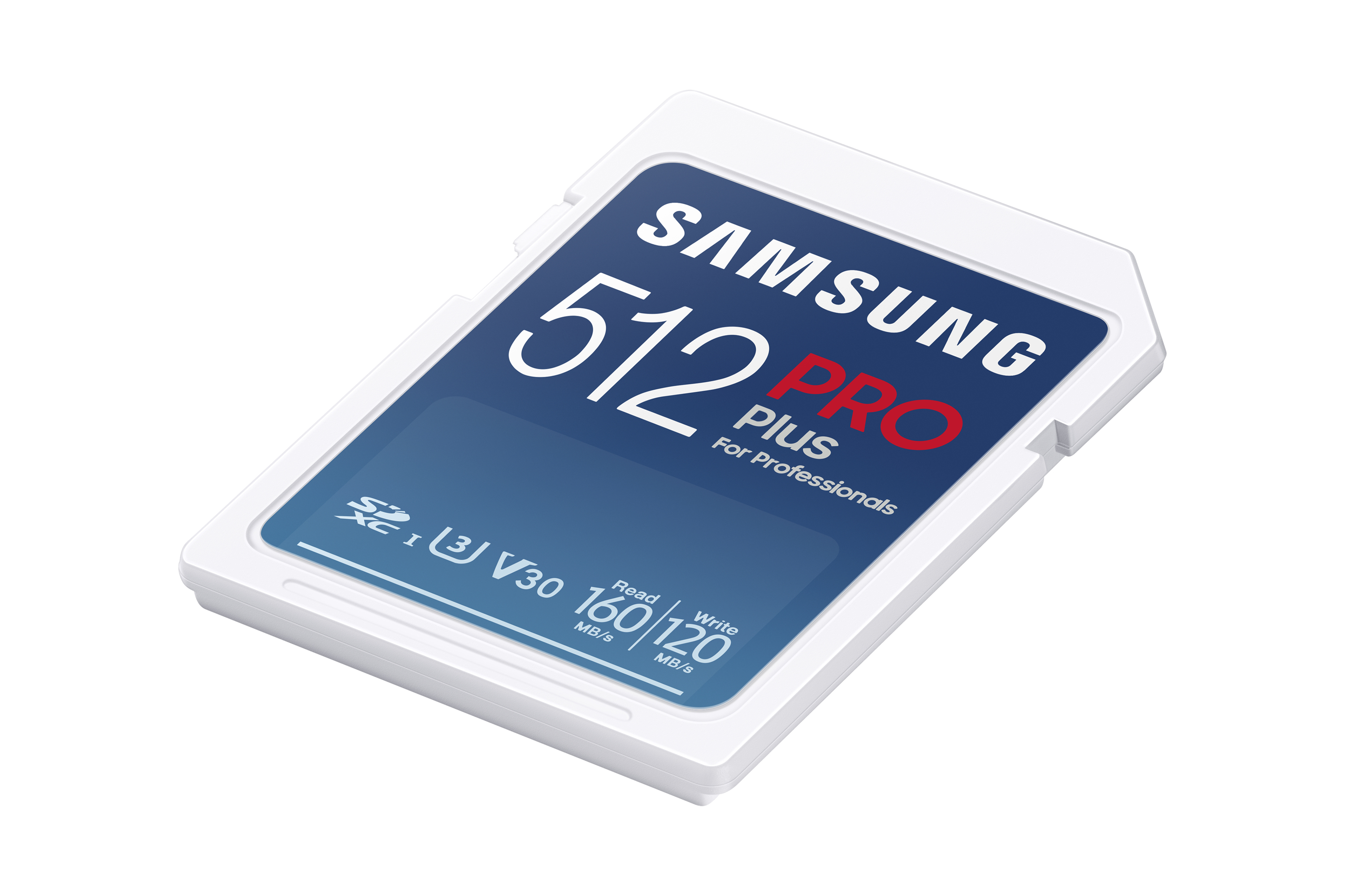 Samsung PRO Plus, 512 GB, SDXC, UHS-I, 160 MB/s, 120 MB/s, Class 3 (U3)