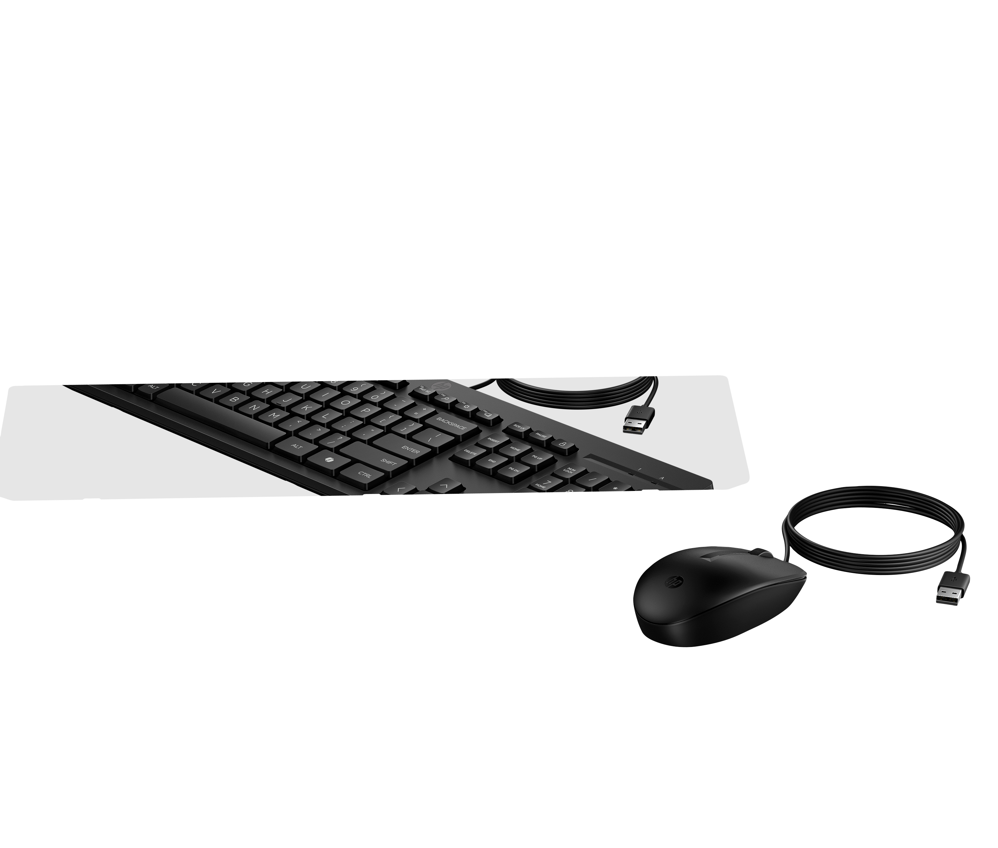 HP 225 - Tastatur-und-Maus-Set - beidhändig, 3-Zonen-Layout, Standard-Tastenweg