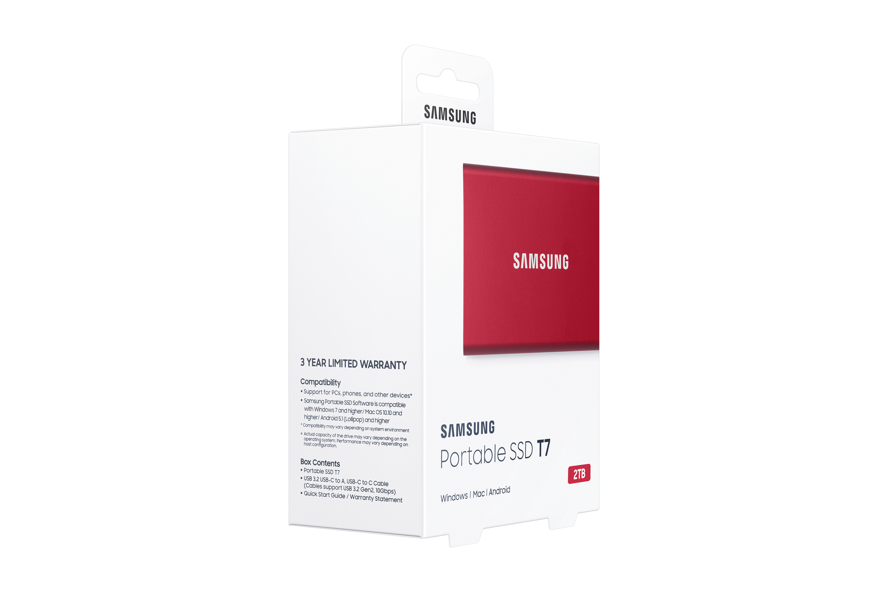 Samsung Portable SSD T7 rot 2TB, USB-C 3.1