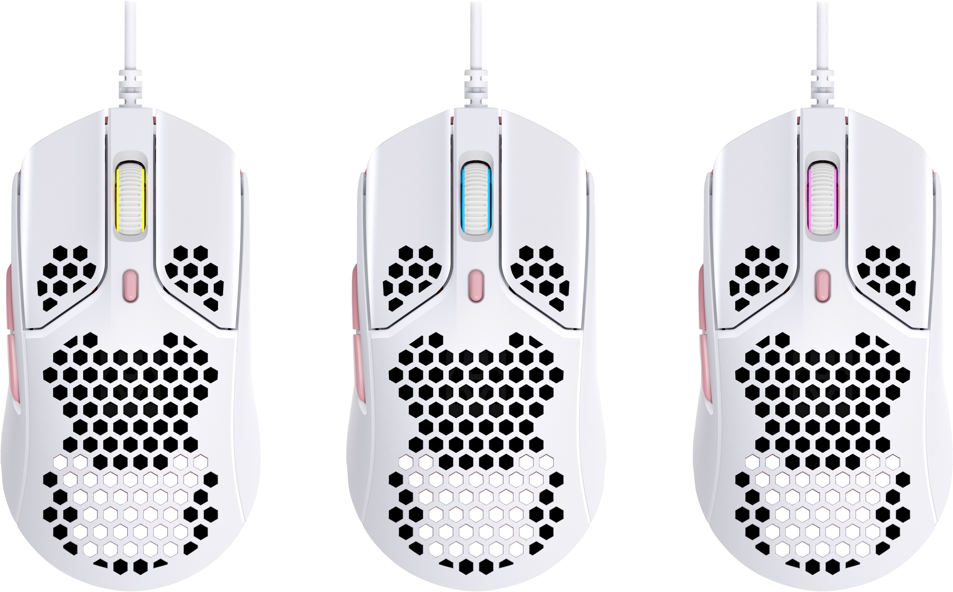 HP HyperX Pulsefire Haste ? Gaming-Maus (Weiß-Pink), Beidhändig, Optisch, USB Typ-A, 3200 DPI, Pink,