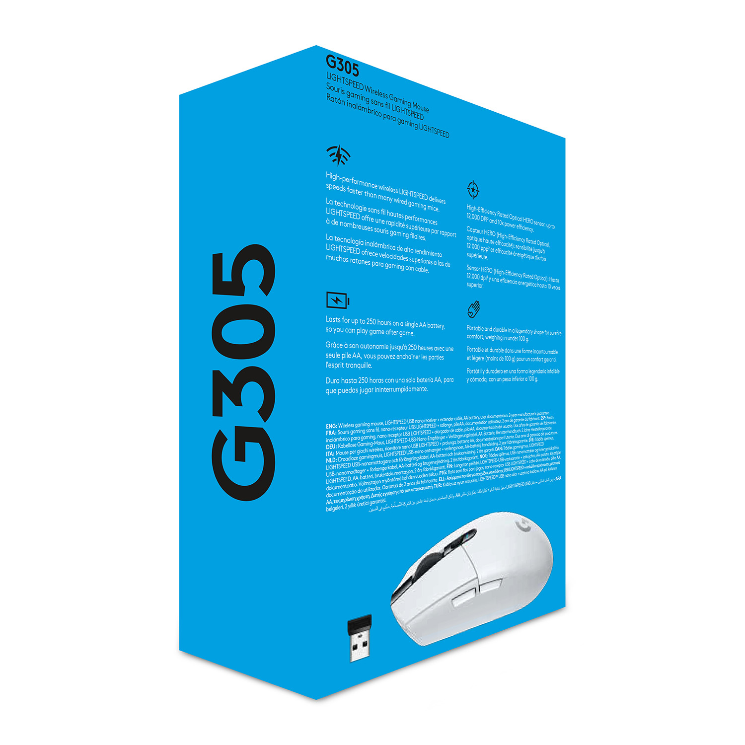 Logitech G G305 - Maus - optisch - 6 Tasten - kabellos - 2.4 GHz - kabelloser Empfänger (USB)