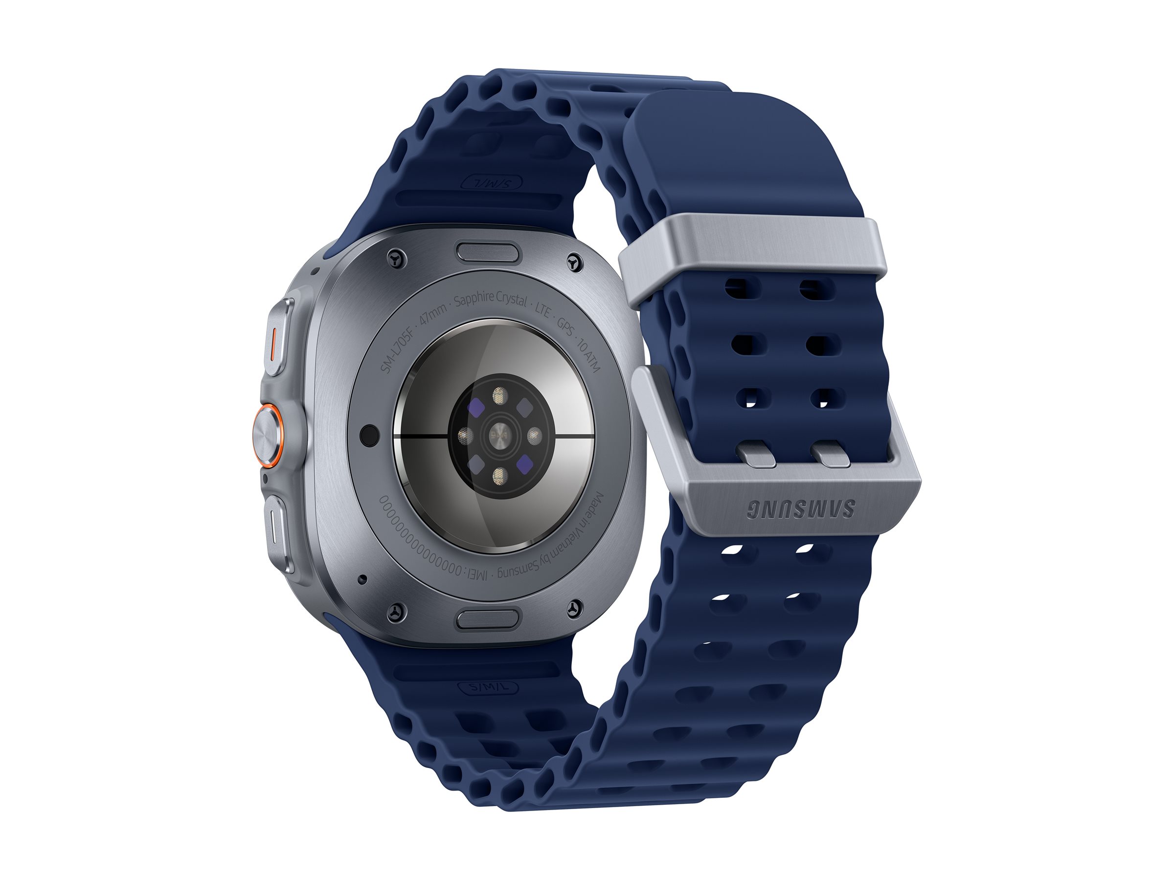 Samsung Galaxy Watch Ultra - 47 mm - Titanium Blue - intelligente Uhr mit Marineband - Gummi - Blau