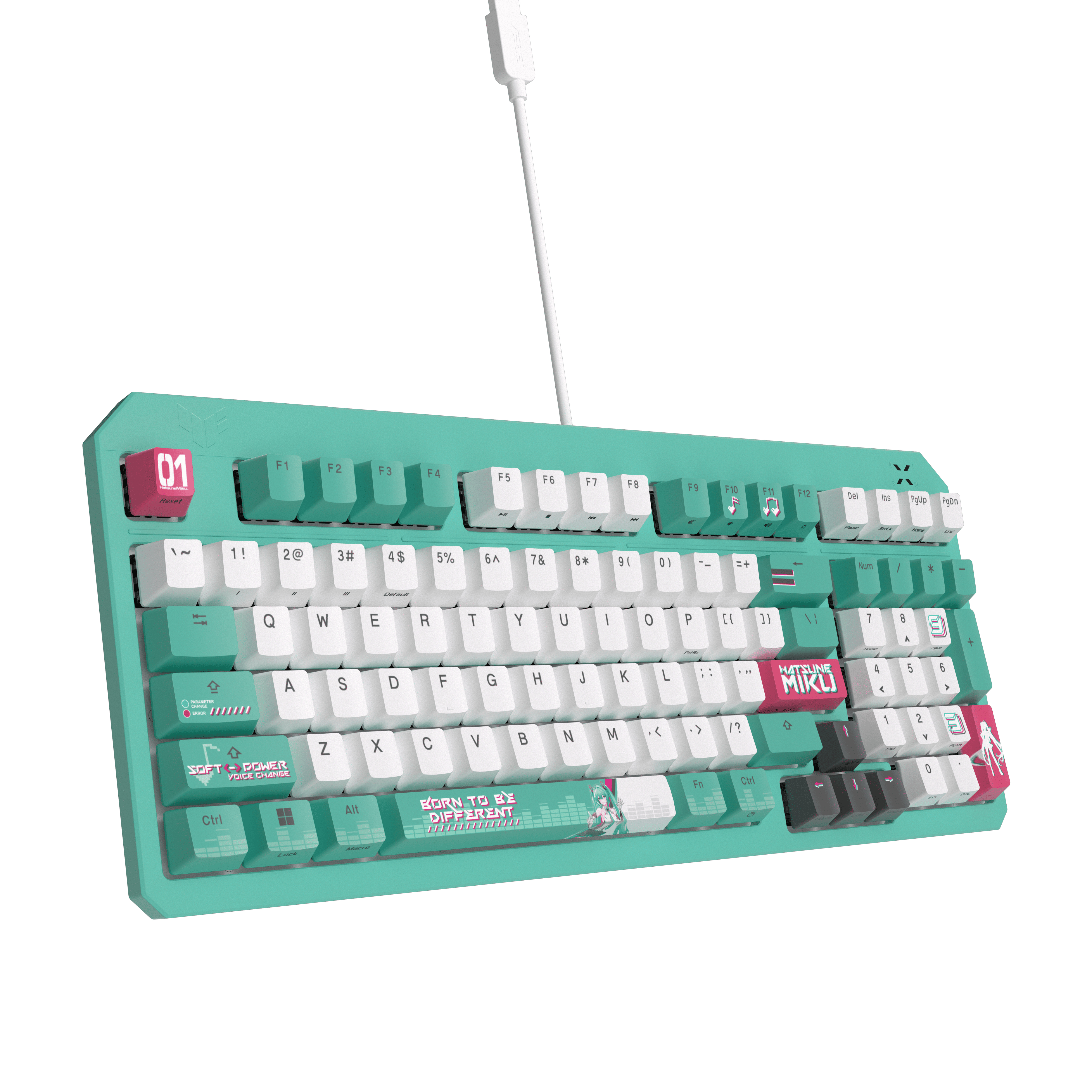 ASUS TUF Gaming K3 Gen II Hatsune Miku Edition, Volle Größe (100%), Kabelgebunden, USB, Optomechanis