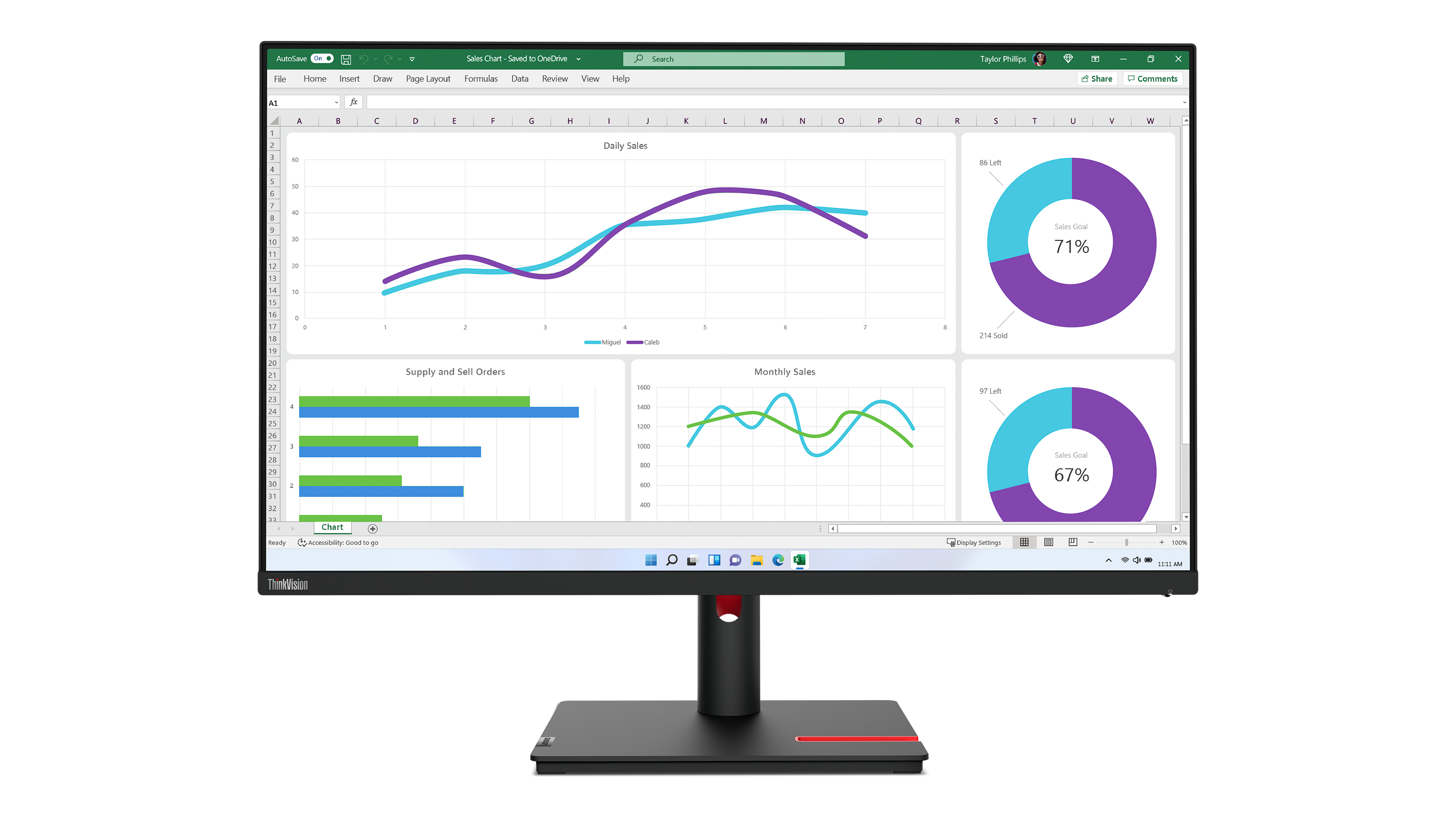 Lenovo ThinkVision T32h-30 Monitor 80cm (31.5") WQHD, IPS, 4ms, HDMI, Displayport