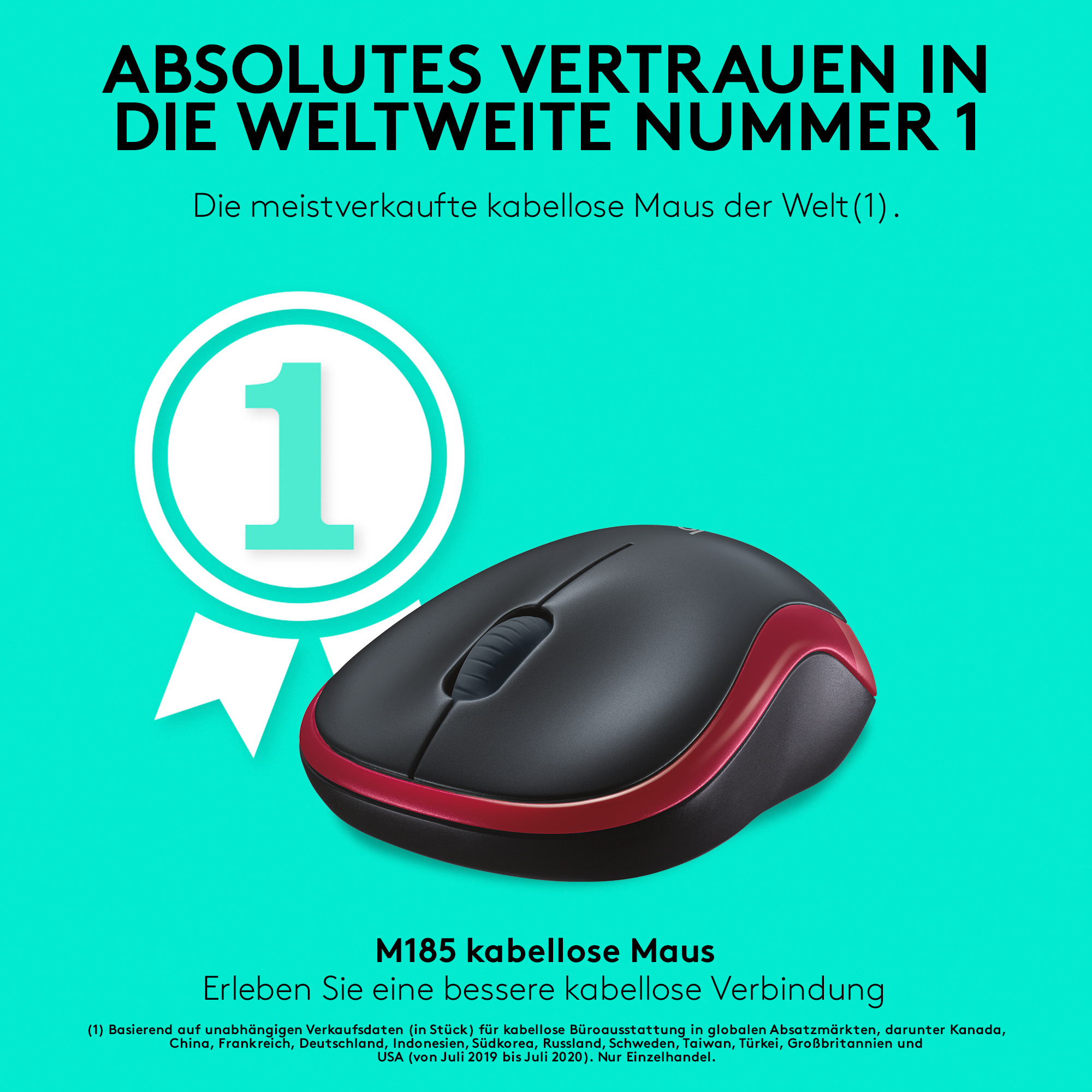 Logitech M185 - Maus - optisch - kabellos - 2.4 GHz - kabelloser Empfänger (USB)