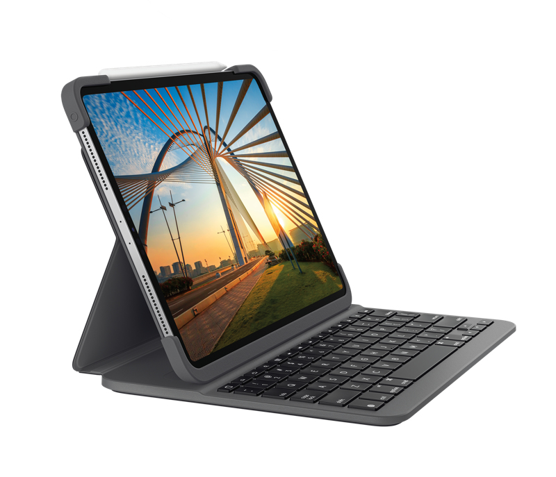 Logitech Slim Folio Pro - Tastatur und Foliohülle - hintergrundbeleuchtet - kabellos - Bluetooth LE