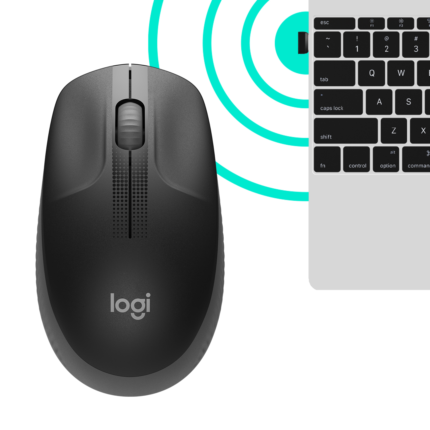 Logitech M190 Full-Size Wireless Mouse dunkelgrau, USB