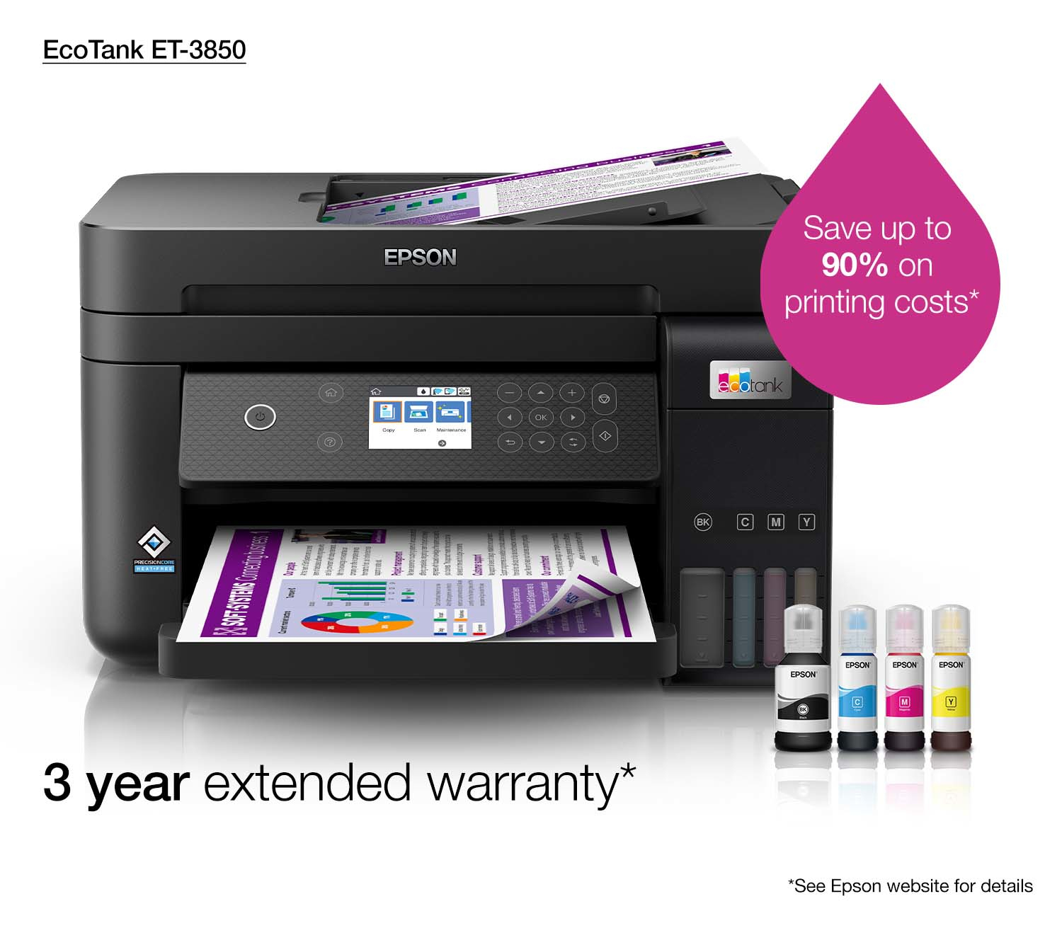 Epson EcoTank ET-3850 - Multifunktionsdrucker - Farbe - Tintenstrahl - A4/Legal (Medien)