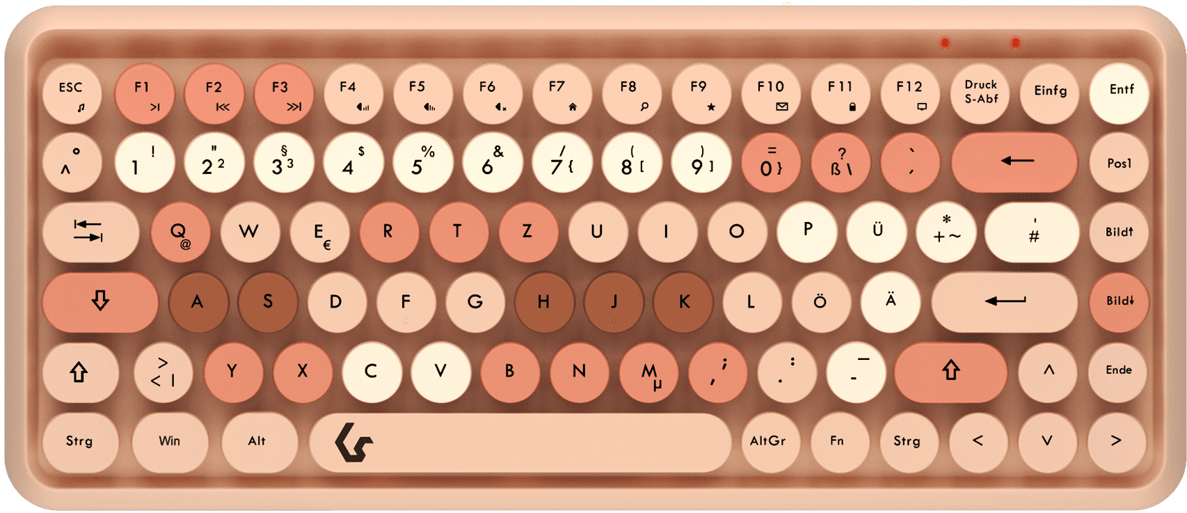 KeySonic KSKM-5200M-RF (DE), Maus-Tastatur-Set, Mini Tastatur, runde Tasten, Kunststoff, Mehrfarbig