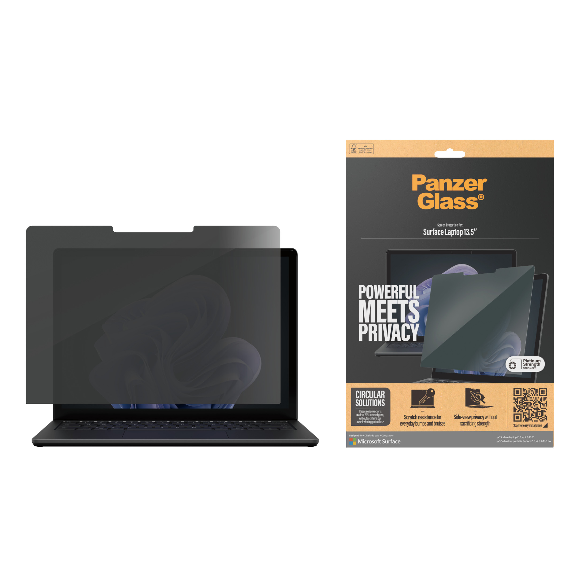 PanzerGlass ® Privacy Filters Microsoft Surface Laptop 13.5'' | 6 | 5 | 4 | 3 | 2, Gehärtetes Glas,