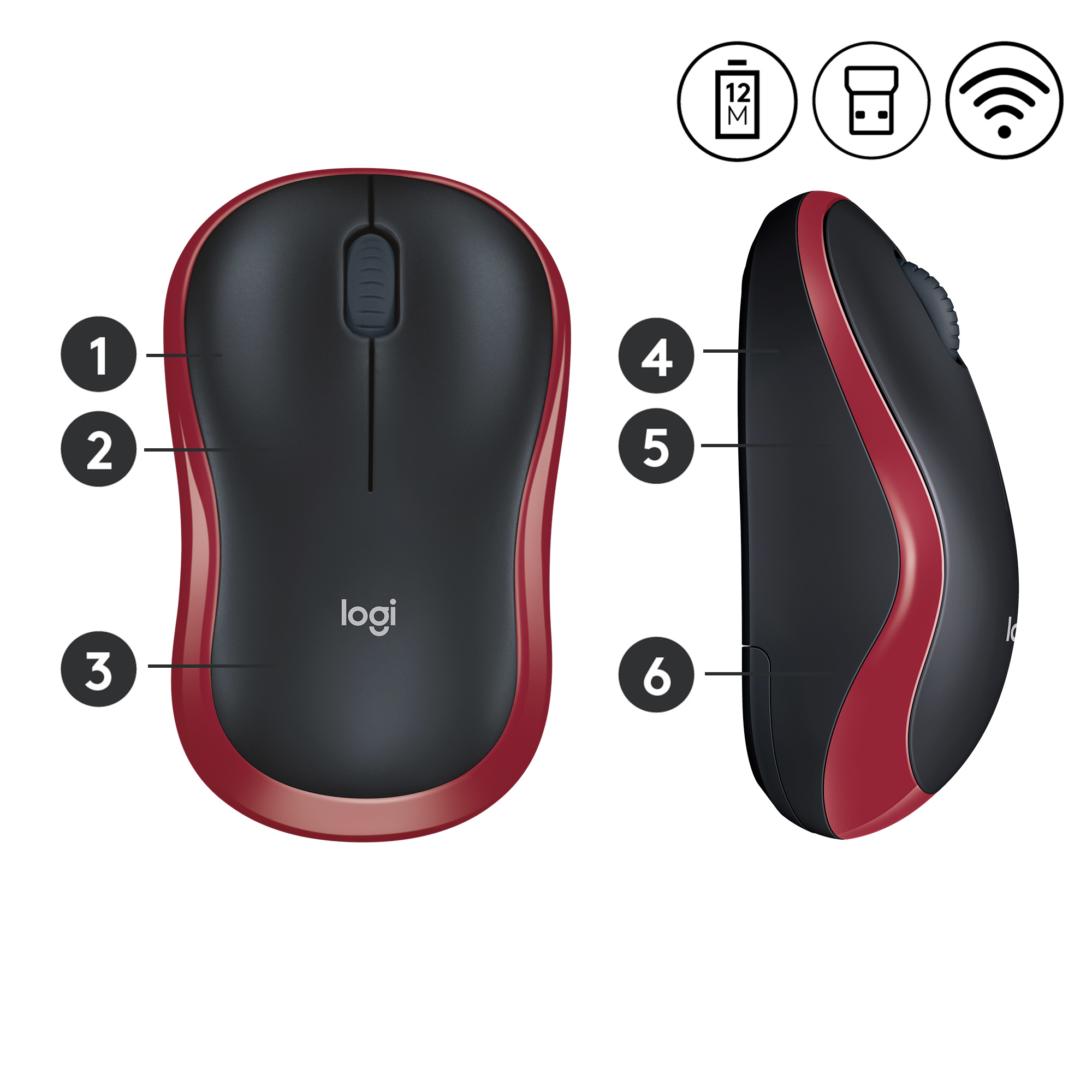 Logitech M185 - Maus - optisch - kabellos - 2.4 GHz - kabelloser Empfänger (USB)