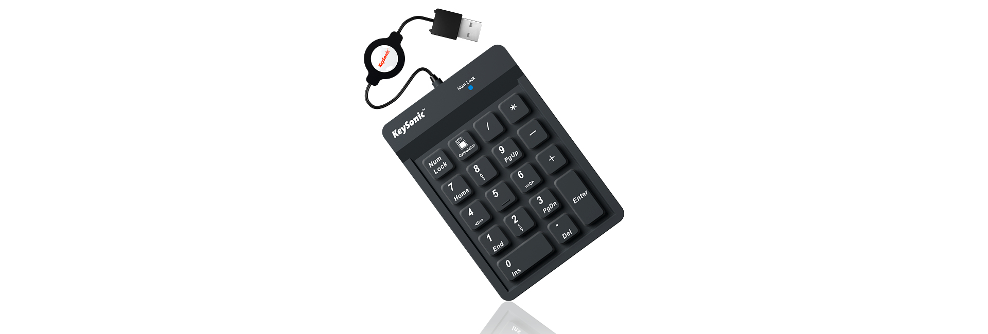 KeySonic ACK-118BK Nummernblock, Silikon, USB, schwarz, USB, 18, Universal, Schwarz
