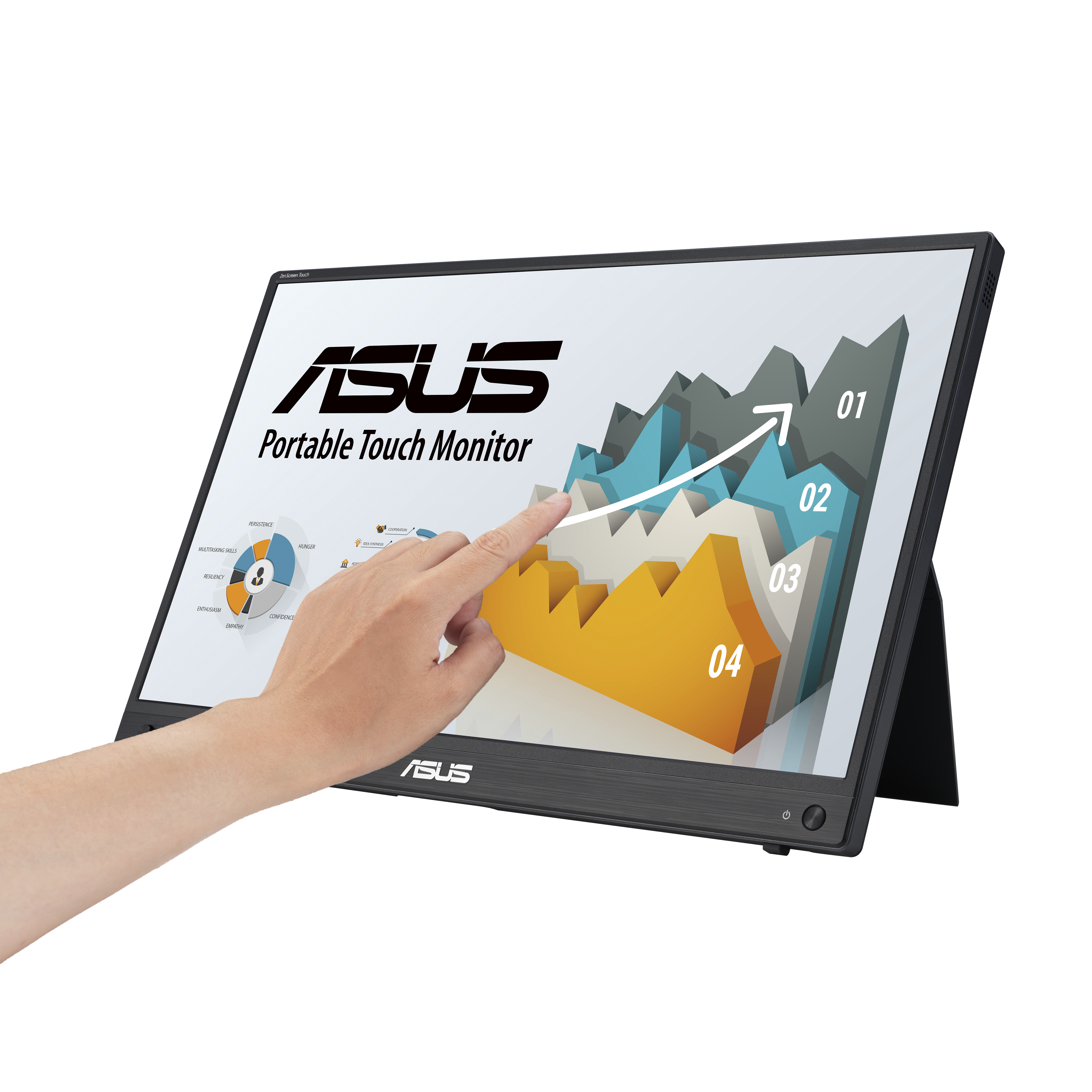 ASUS ZenScreen Touch MB16AHT, 15.6" FHD IPS, 60Hz, 5ms, 250nits, 1x Mini-HMDI, 2x USB-C m. DP