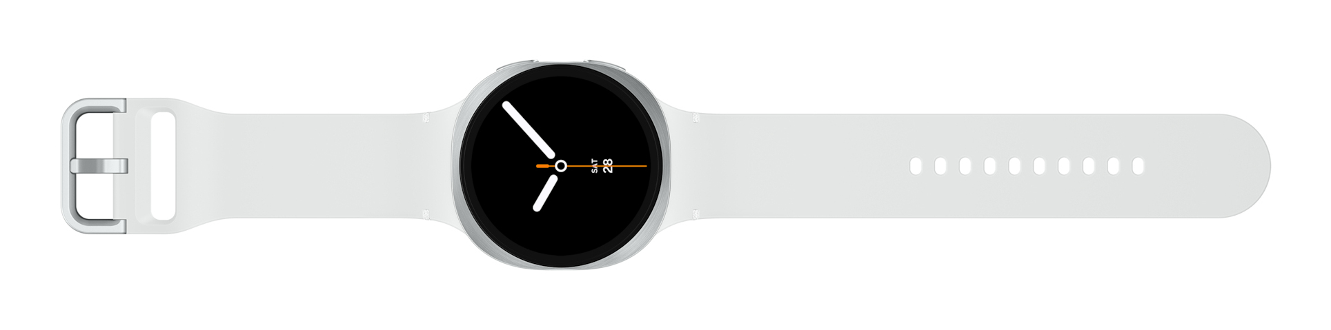 Samsung Galaxy Watch8 - 44 mm - silber - intelligente Uhr mit Sportband - Gummi - weiß - Bandgröße: