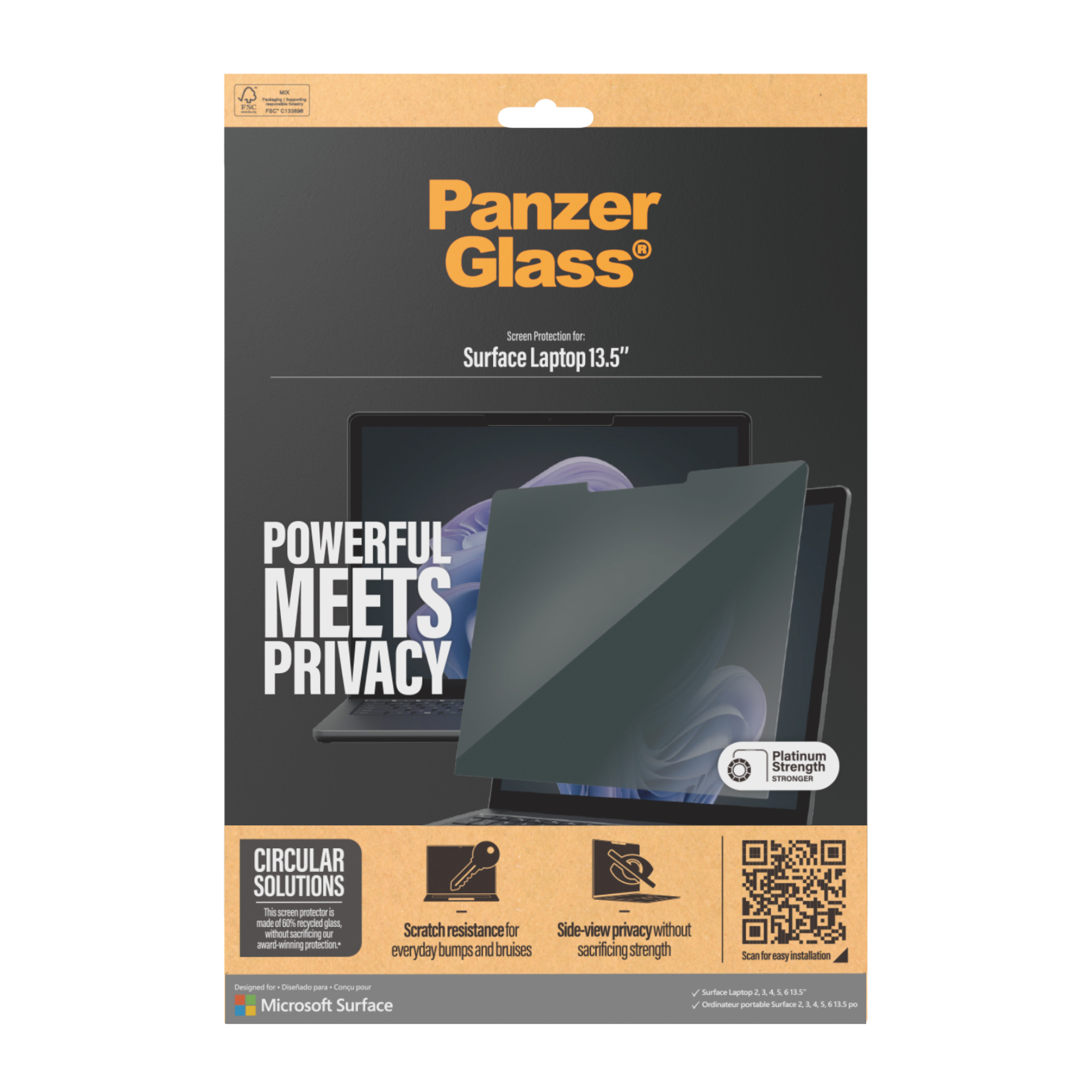 PanzerGlass ® Privacy Filters Microsoft Surface Laptop 13.5'' | 6 | 5 | 4 | 3 | 2, Gehärtetes Glas,