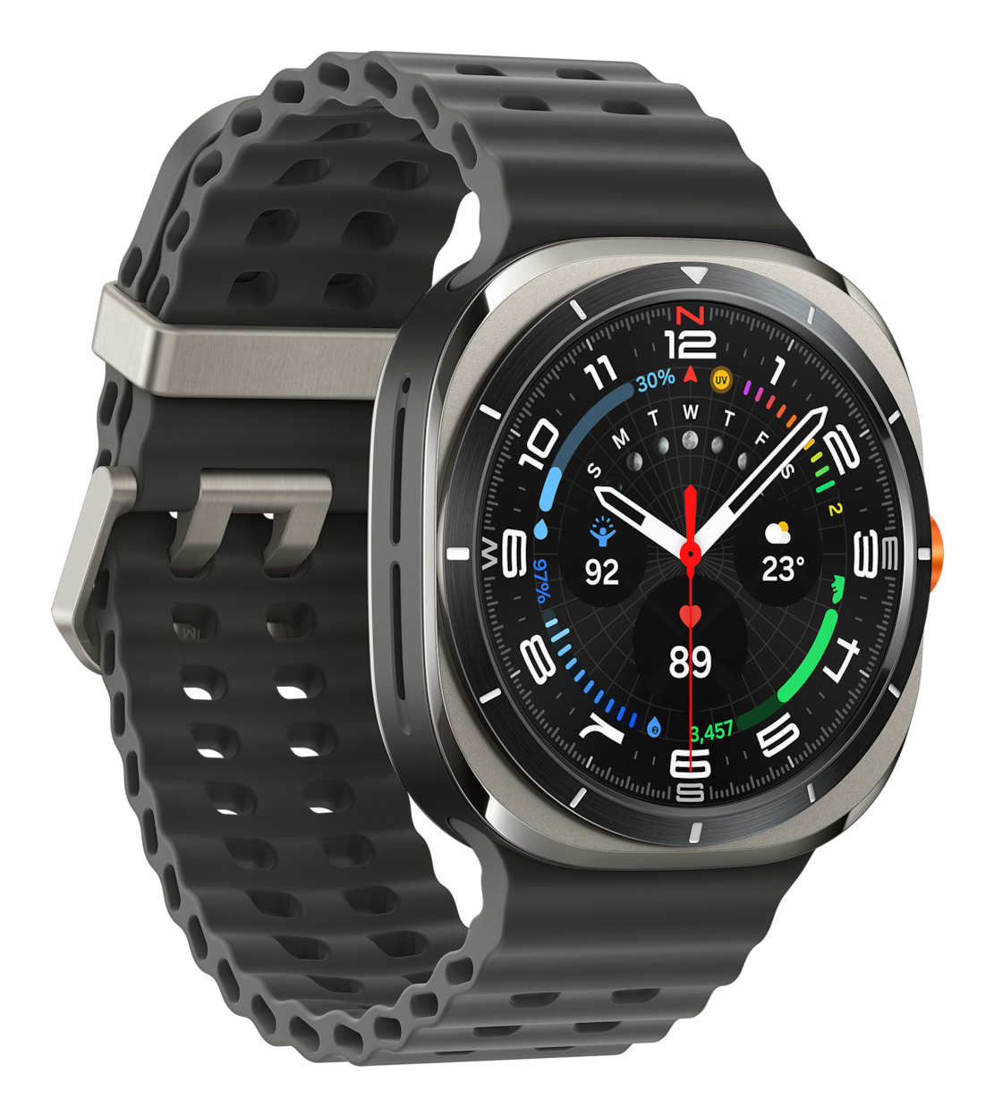 Samsung Galaxy Watch Ultra - 47 mm - titanium silver - intelligente Uhr mit Marineband - Gummi - Dar