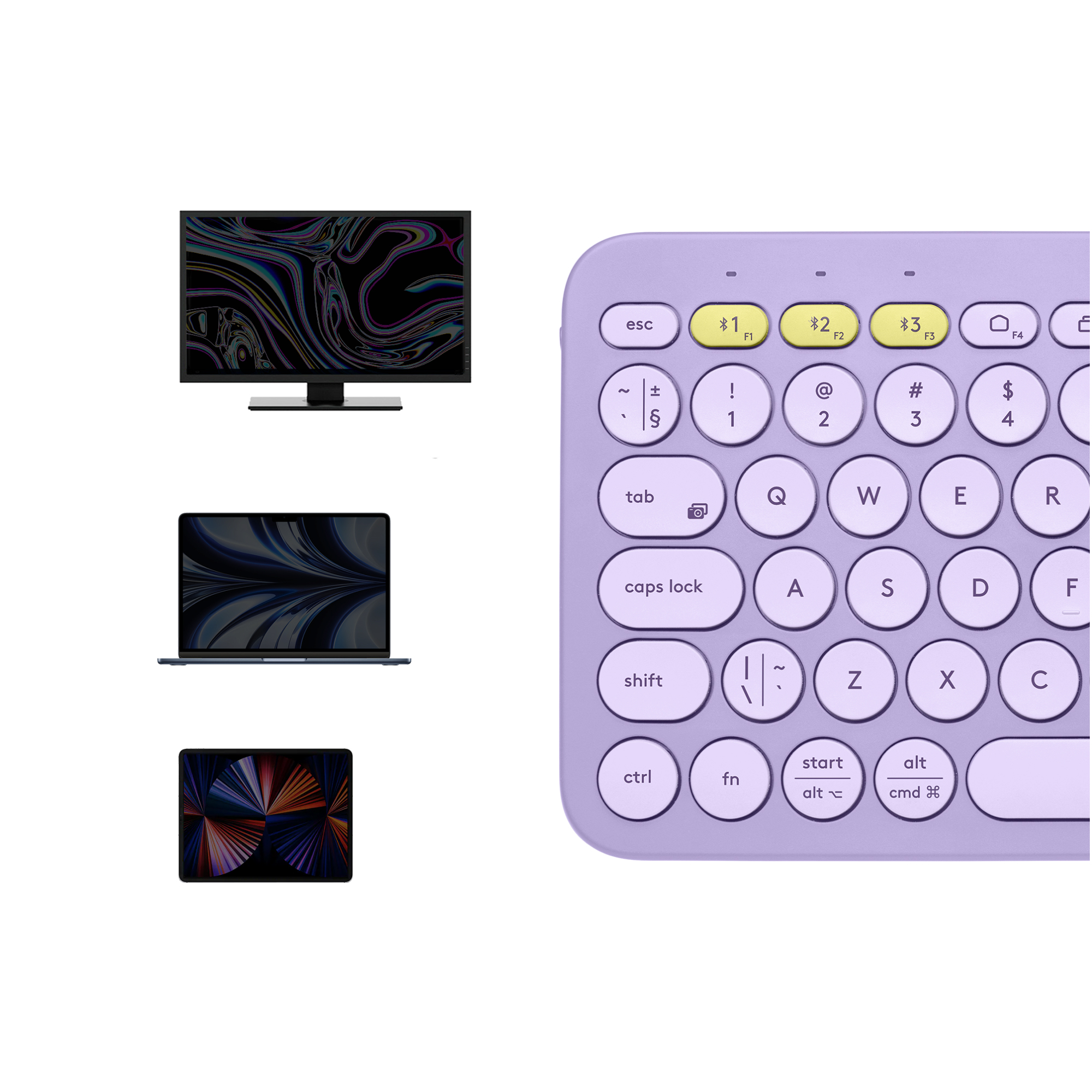 Logitech K380, Mini, Kabellos, Bluetooth, QWERTZ, Lavendel