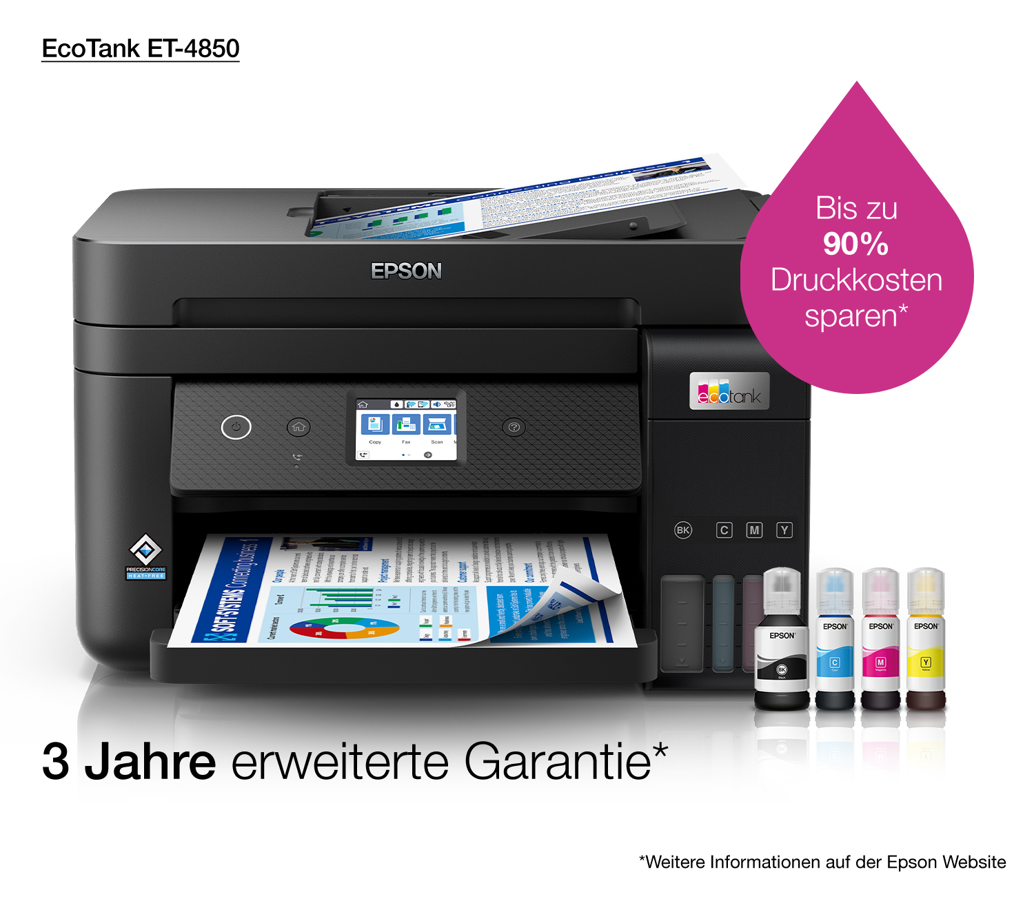 Epson EcoTank ET-4850 - Multifunktionsdrucker - Farbe - Tintenstrahl - wiederbefüllbar - A4 (Medien)