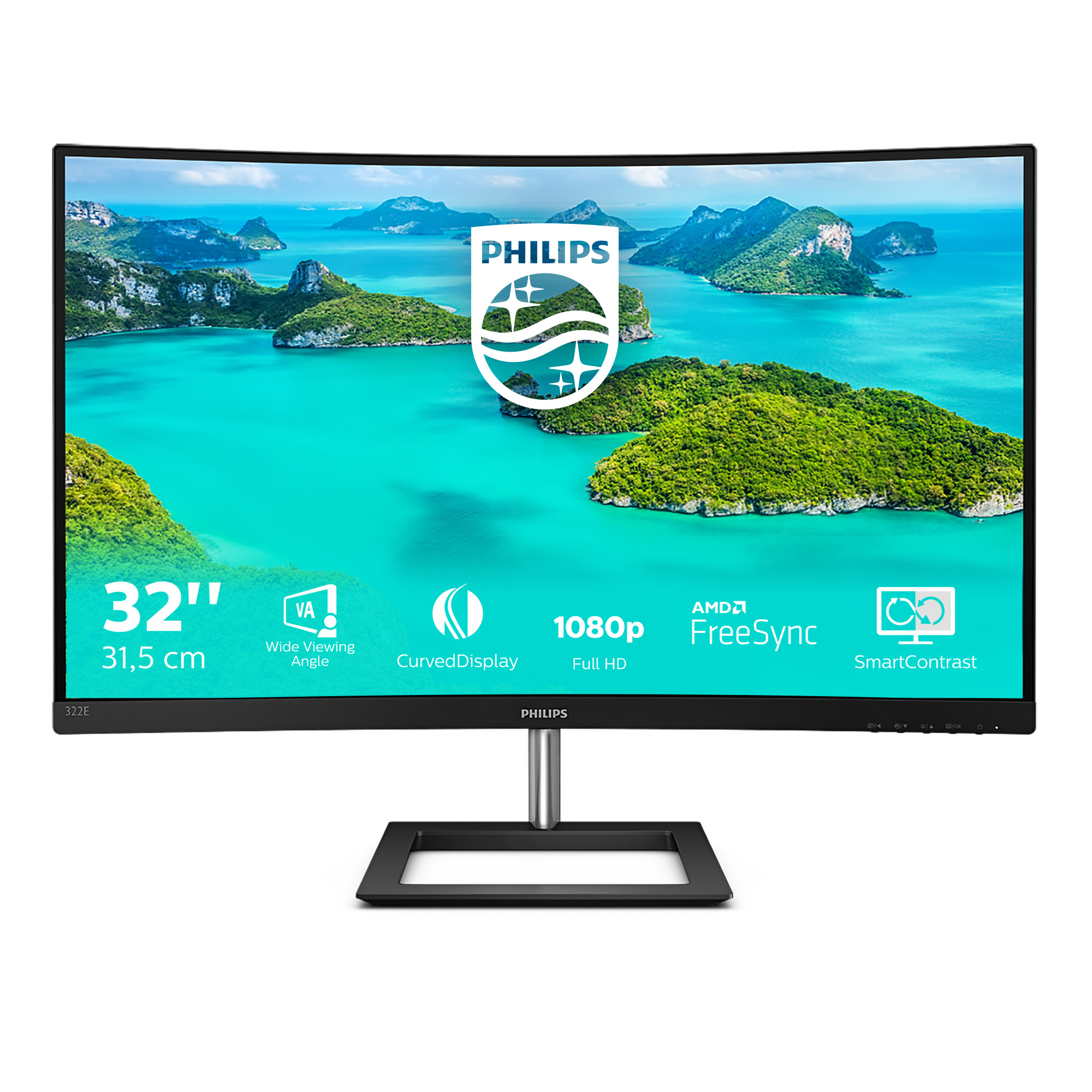 Philips E-line 322E1C Curved-Monitor 81.3cm (32") Full HD, VA, 4ms, HDMI, Displayport, VGA