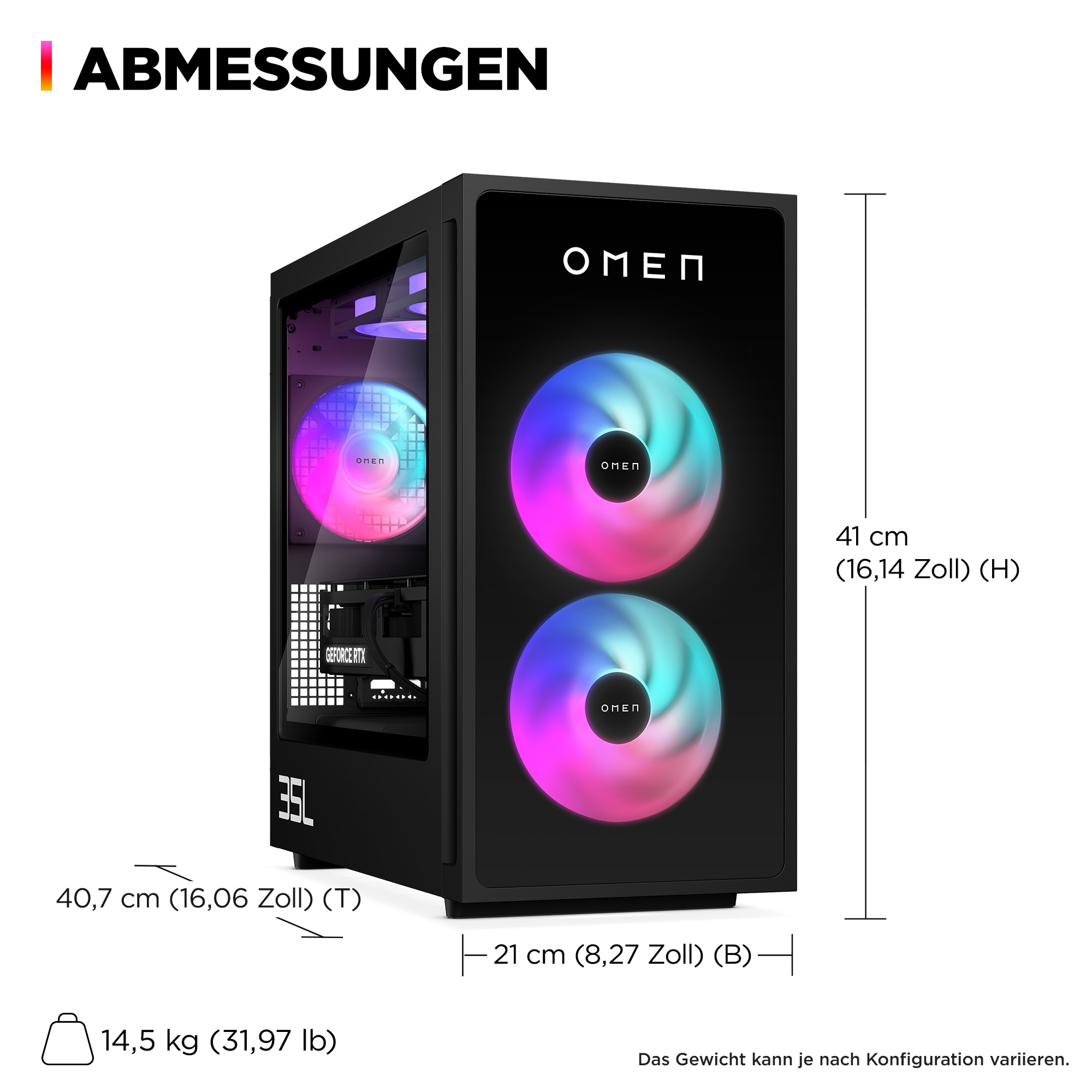HP OMEN 35L GT16-0171ng, 4,1 GHz, AMD Ryzen? 7, 8700F, 32 GB, 1 TB, FreeDOS