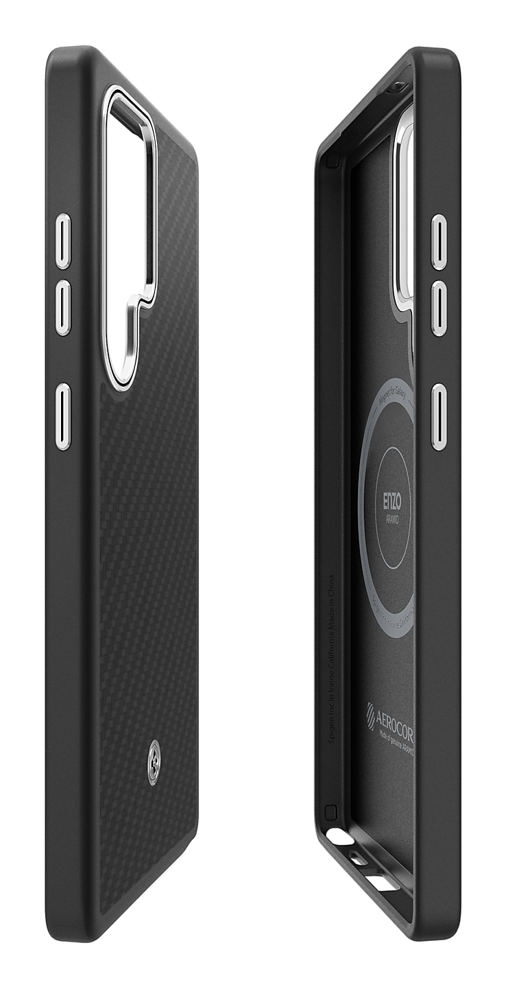 Spigen Enzo Aramid, Cover, Samsung, Galaxy S25 Ultra, 17,5 cm (6.9"), Schwarz, Silber